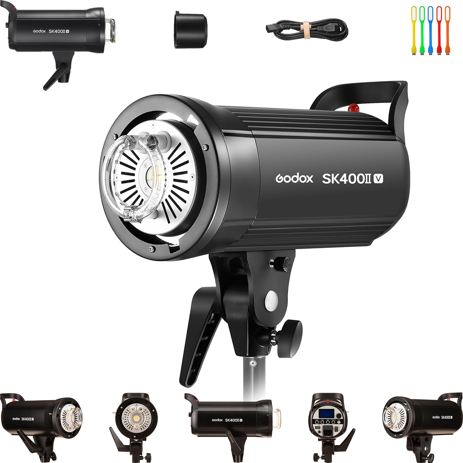 Godox Sk400Ii V 400Ws Photo Studio Strobe Flash Monolight Light With Bowens Mount & 10W Led Modeling Lamp For Studio, Shooting,
