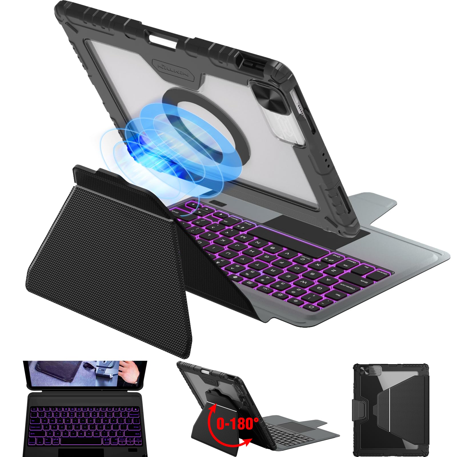 Nillkin Ipad Air 11 Inch Case With Keyboard 4Th/5Th Gen & For Ipad Air 11 Inch (M2) 2024, Detachable Backlit Magic Style Magneti