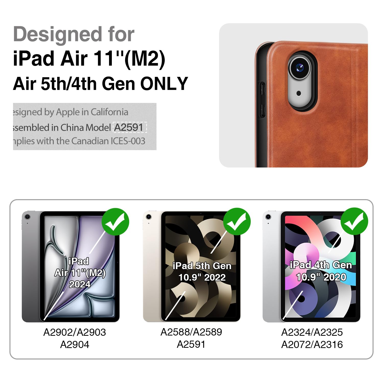 Antbox Case For 2024 Ipad Air 11 Case/Ipad Air 5Th/4Th Generation 10.9 Vegan Leather With Pencil Holder Typing Angle Auto Sl