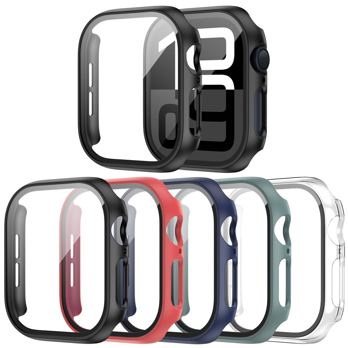 Haojavo 5 Pack For Apple Watch Series 10 Screen Protector Case 46Mm(2024), Pc Hard Cover With Tempered Glass Film Ultra Thin Sli