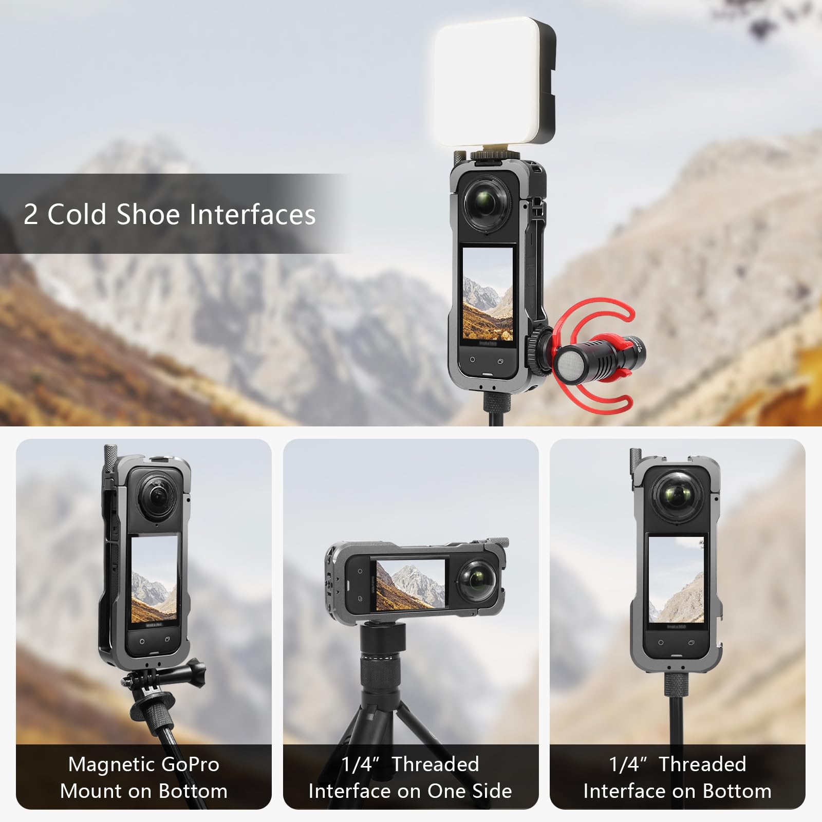 Metal Protective Case For Insta360 X4 Accessories, Insta 360 X4 Multifunction Utility Frame Stronger Housing Aluminum Hard Shell