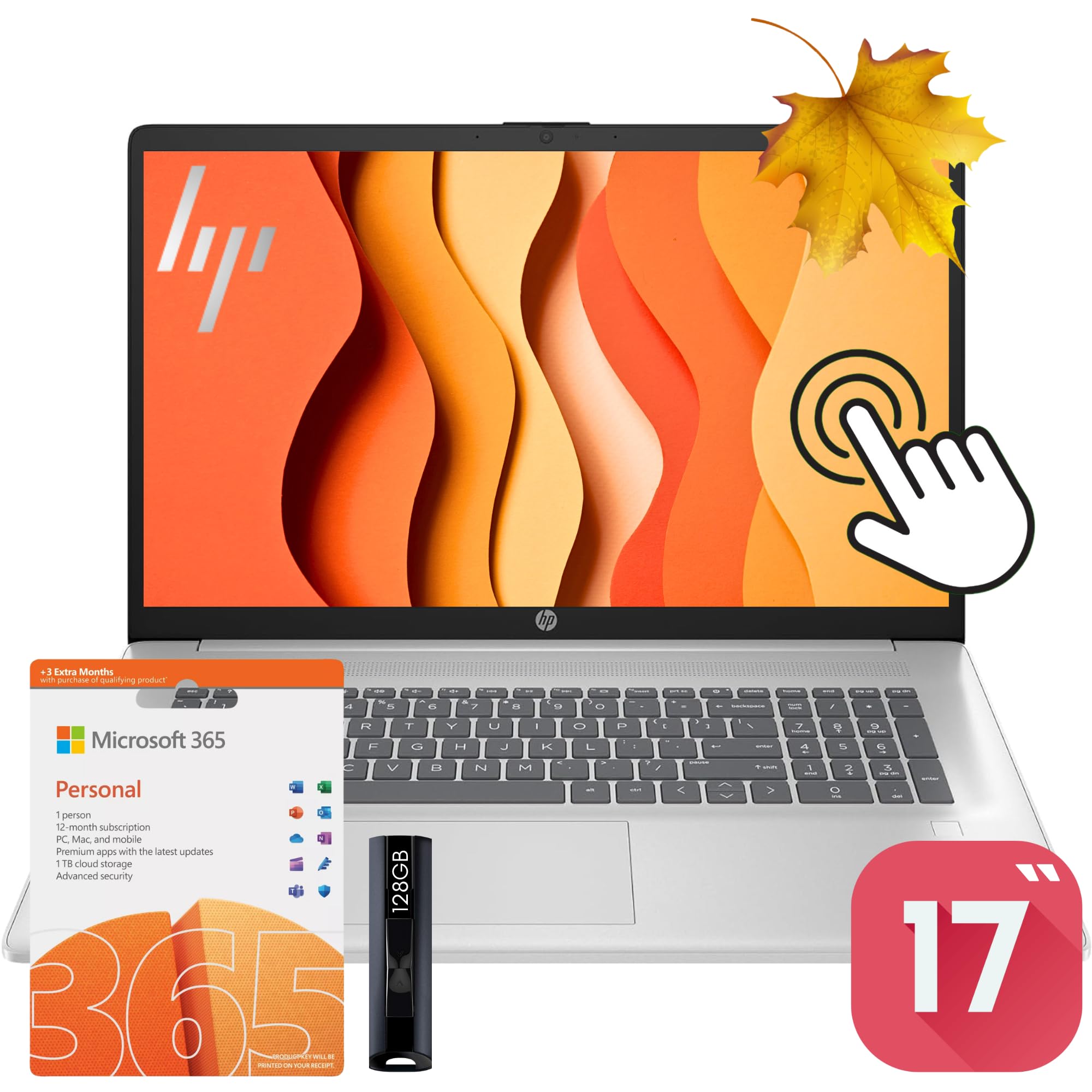 Hp 17.3'' Touchscreen Laptop With 12 Months Office 365, 32Gb Ram, 2Tb Storage(1Tb Ssd With 128Gb Protable Drive And 1Tb Cloud St