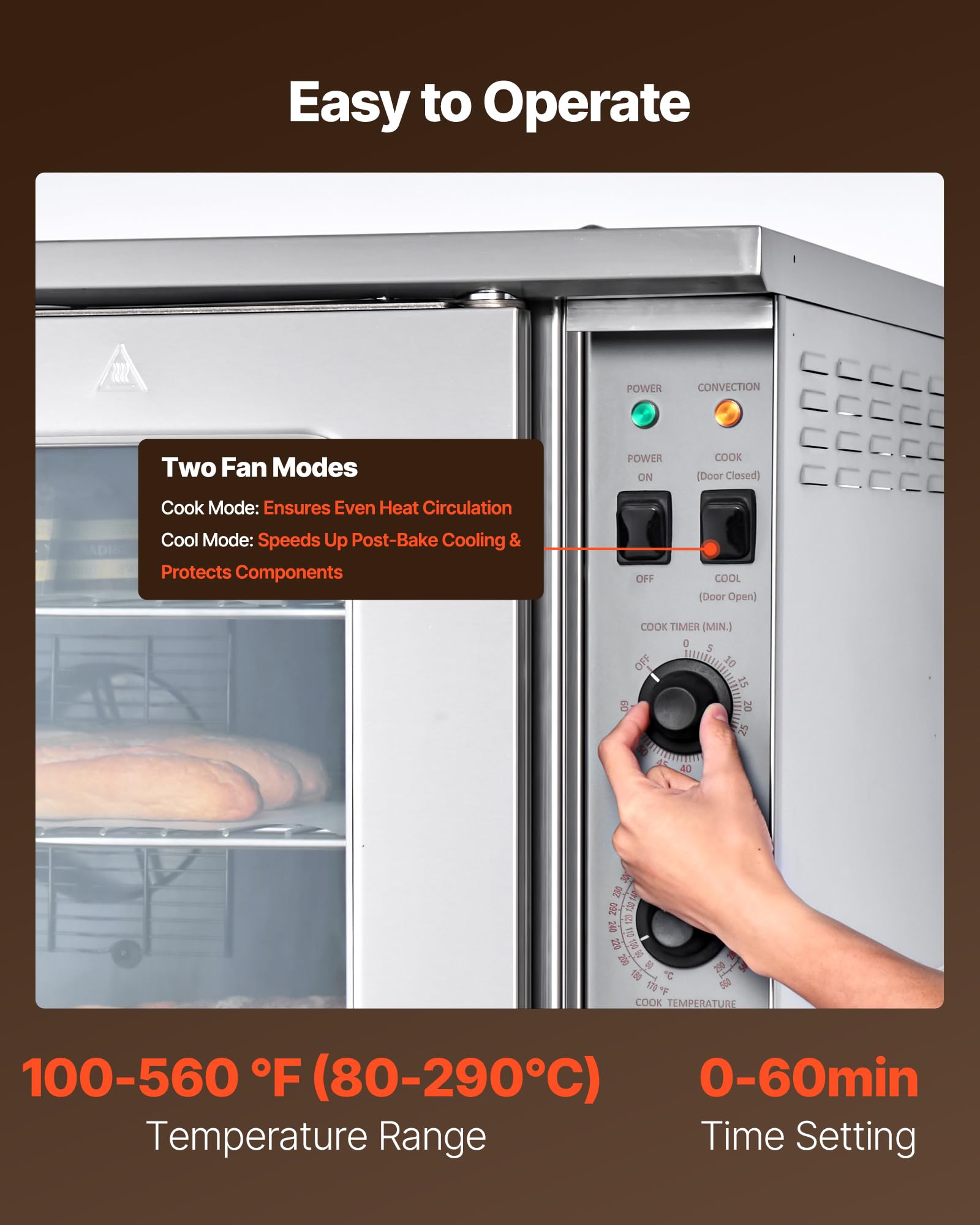 Vevor Double Deck Gas Convection Oven, 14 Cu.Ft Full-Size Commercial Convection Oven, 40,000 Btu X 2 Powerful Burners, Natural G