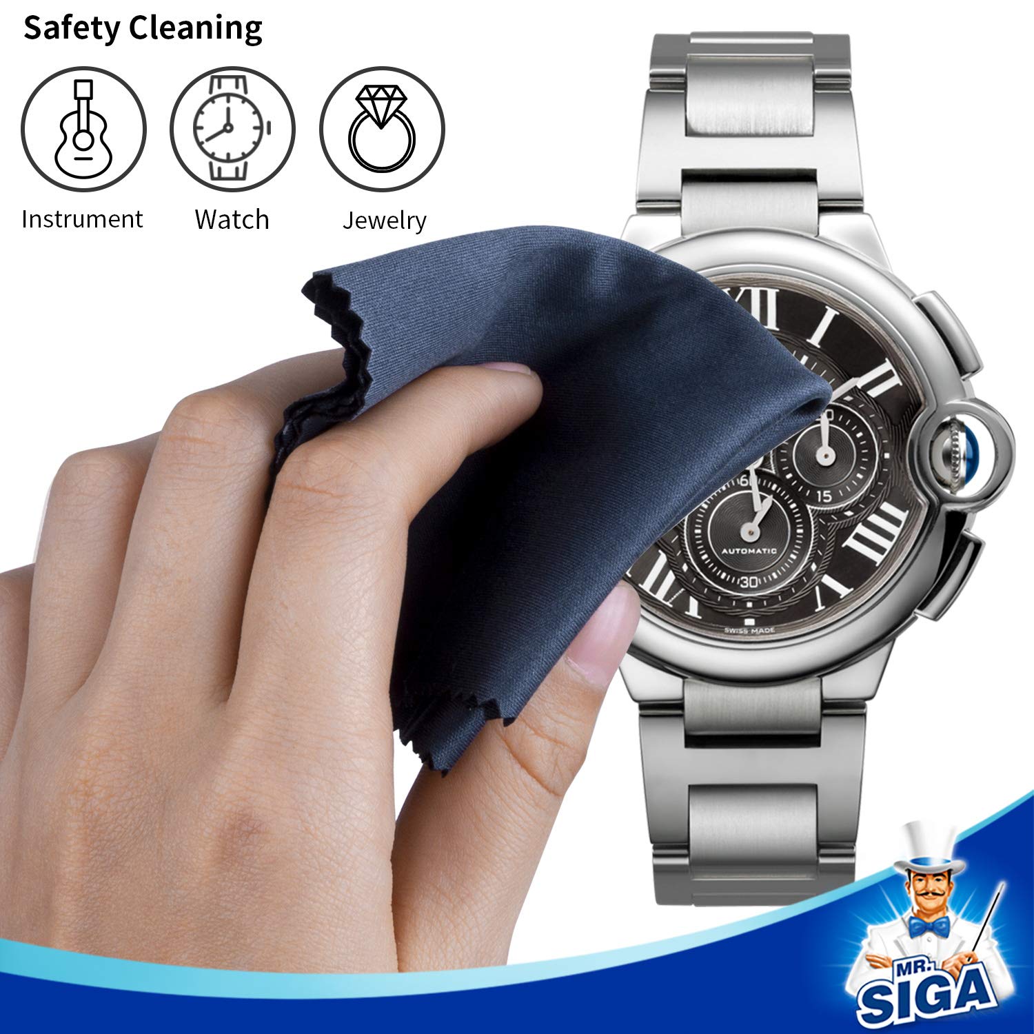 Mr.Siga Premium Microfiber Cleaning Cloths For Lens, Eyeglasses, Screens, Tablets, Glasses, 6 Pack, 6 X 7 Inches (15 X 18 Cm)