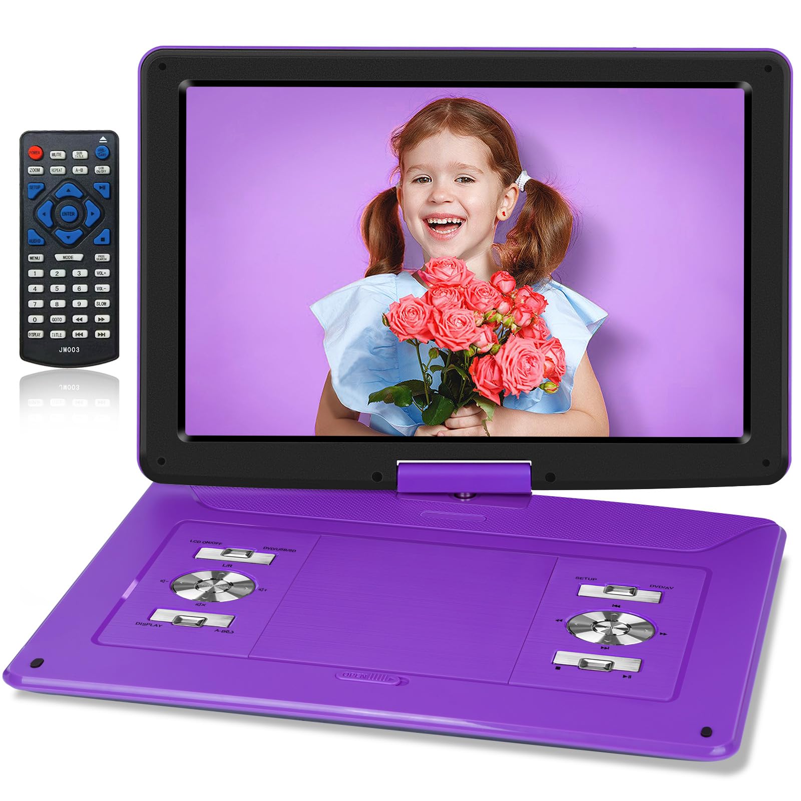17.5'' Portable Dvd Player With 15.6'' Large Hd Screen, 6 Hours Rechargeable Battery, Support Usb/Sd Card/Sync Tv, Multiple Disc