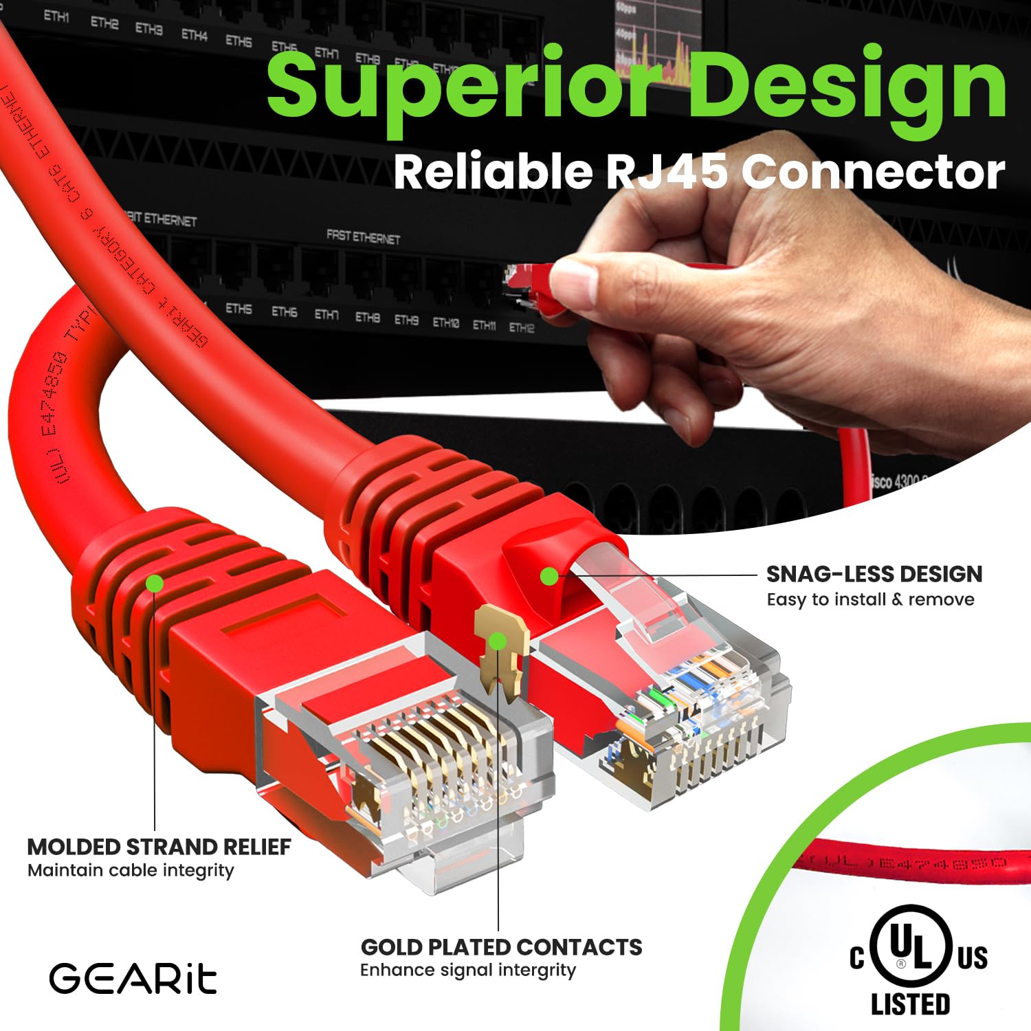 Gearit Cat 6 Ethernet Cable 2 Ft (10 Pack)   Cat6 Patch Cable, Cat 6 Patch Cable, Cat6 Cable, Cat 6 Cable, Cat6 Ethernet Cable,