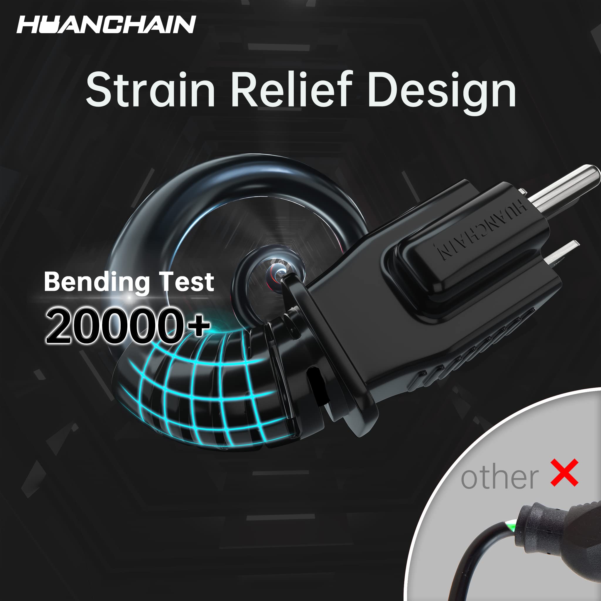 Huanchain Indoor Outdoor Black Extension Cord 40 Ft Waterproof, 16/3 Gauge Flexible Cold Resistant Appliance Extension Cord Outs