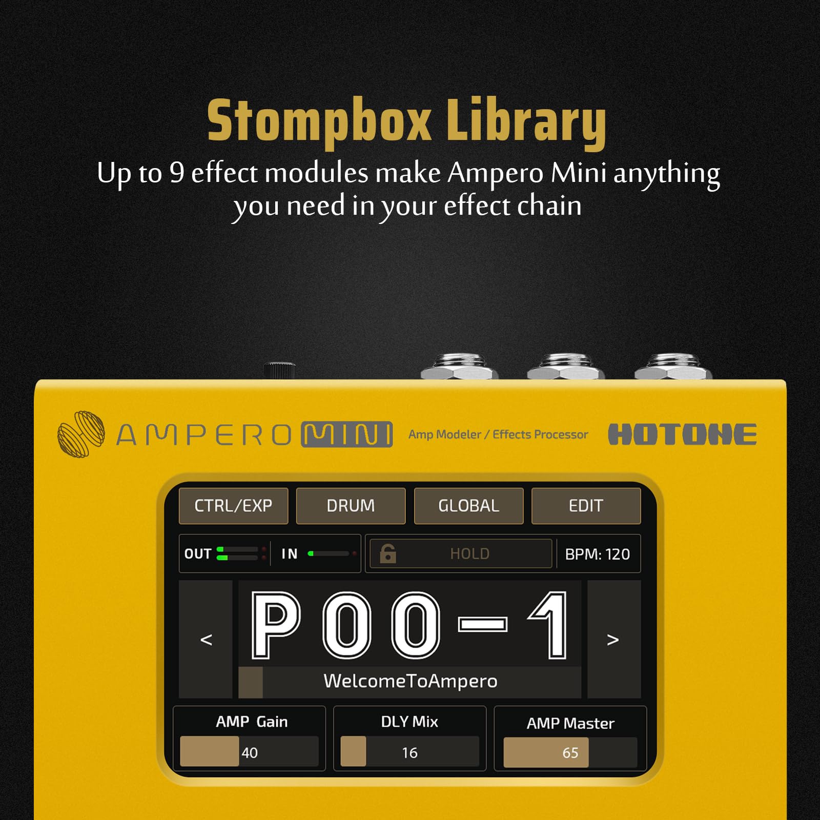 Hotone Ampero Mini Mp 50 Guitar Bass Amp Modeling Ir Cabinets Simulation Multi Language Multi Effects With Expression Pedal Ster