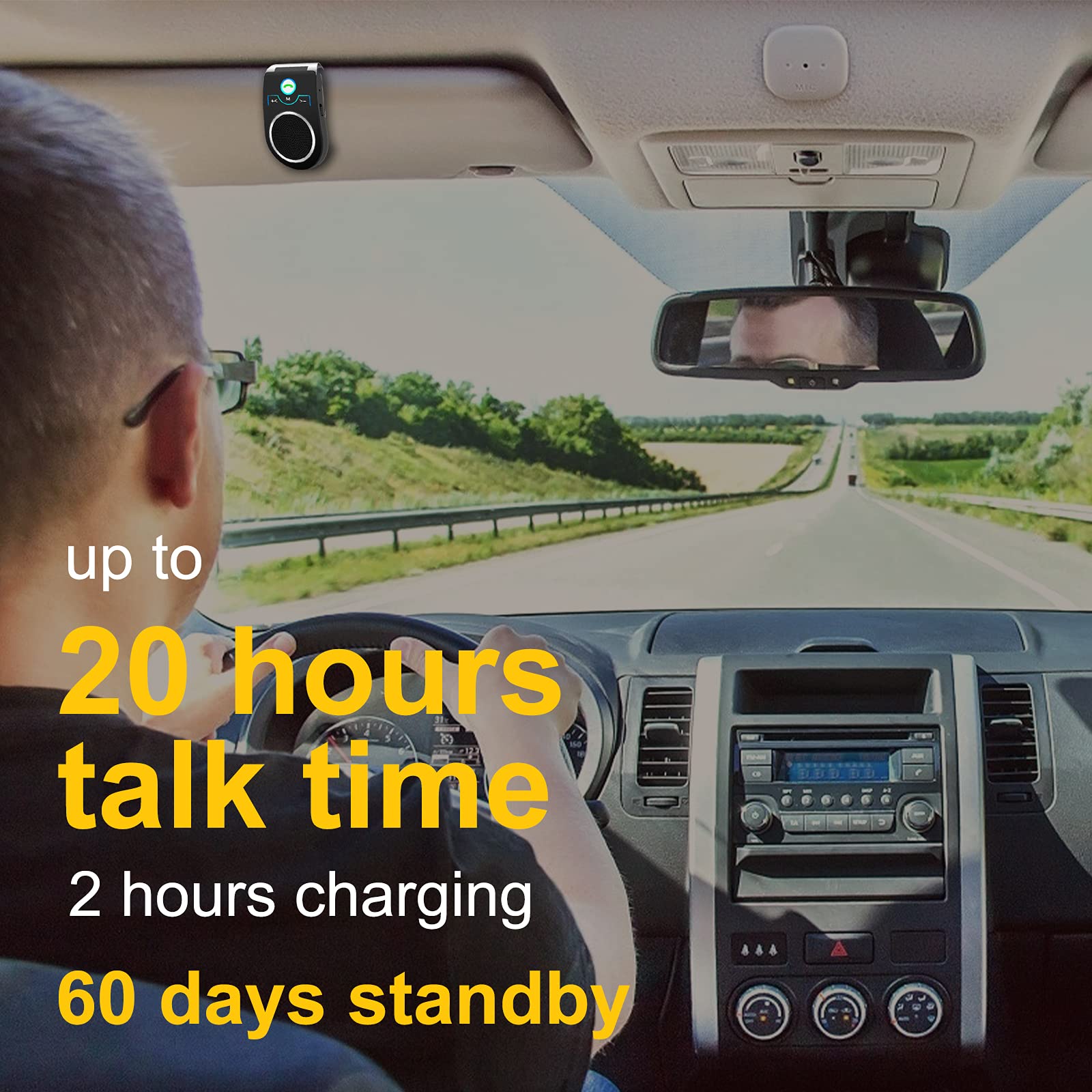 Handsfree Bluetooth For Cell Phone, Bluetooth 5.0 Car Speakerphone, Wireless Car Kit For Handsfree Talking, Support Siri Google