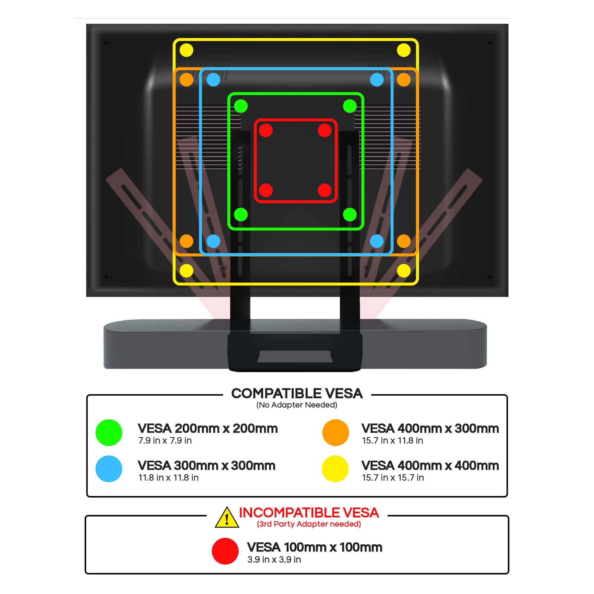 Soundbass Beam Tv Mount, Compatible With Generation 1 & 2 Sonos Beam Mounting Bracket For Tv, Black, Full Hardware Kit Included,
