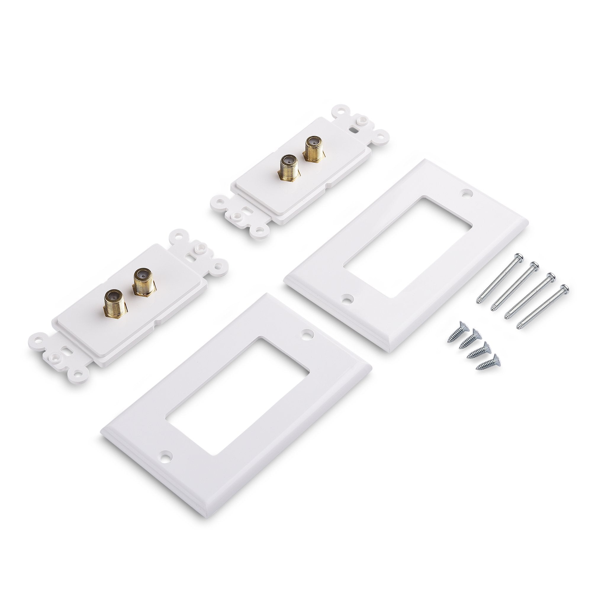 Cable Matters 2 Pack 2 Port TV Cable Wall Plate (Coax Wall Plate) in White