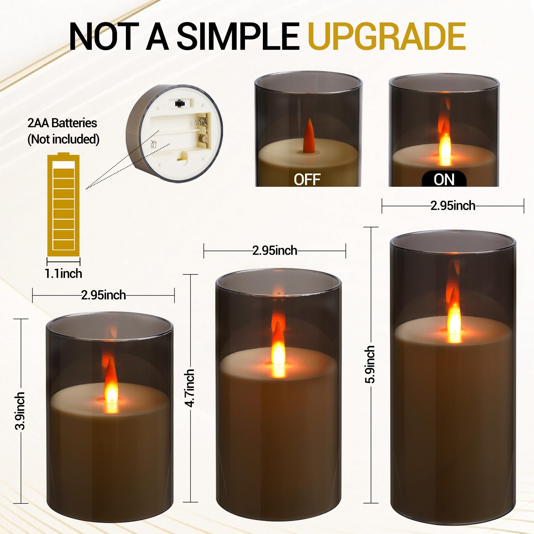 Kiexung Flameless Candles, Led Candles With Remote Control And Timer, New True Analog 3D Wick Battery Powered Acrylic Column Can