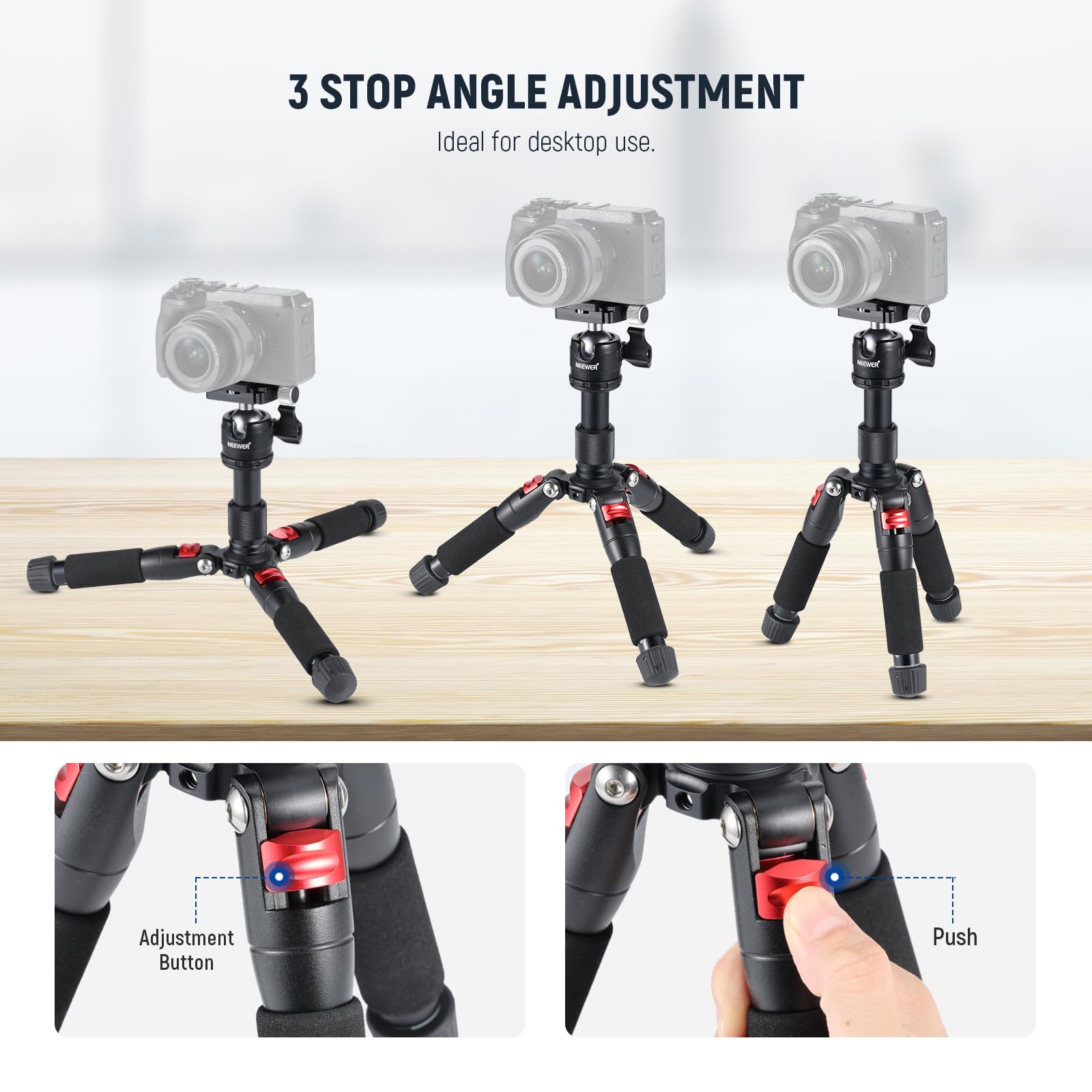 Neewer Mini Desk Camera Tripod With Cell Phone Holder Compatible With Iphone For Video Recording Filming, 20/50Cm Small Portable