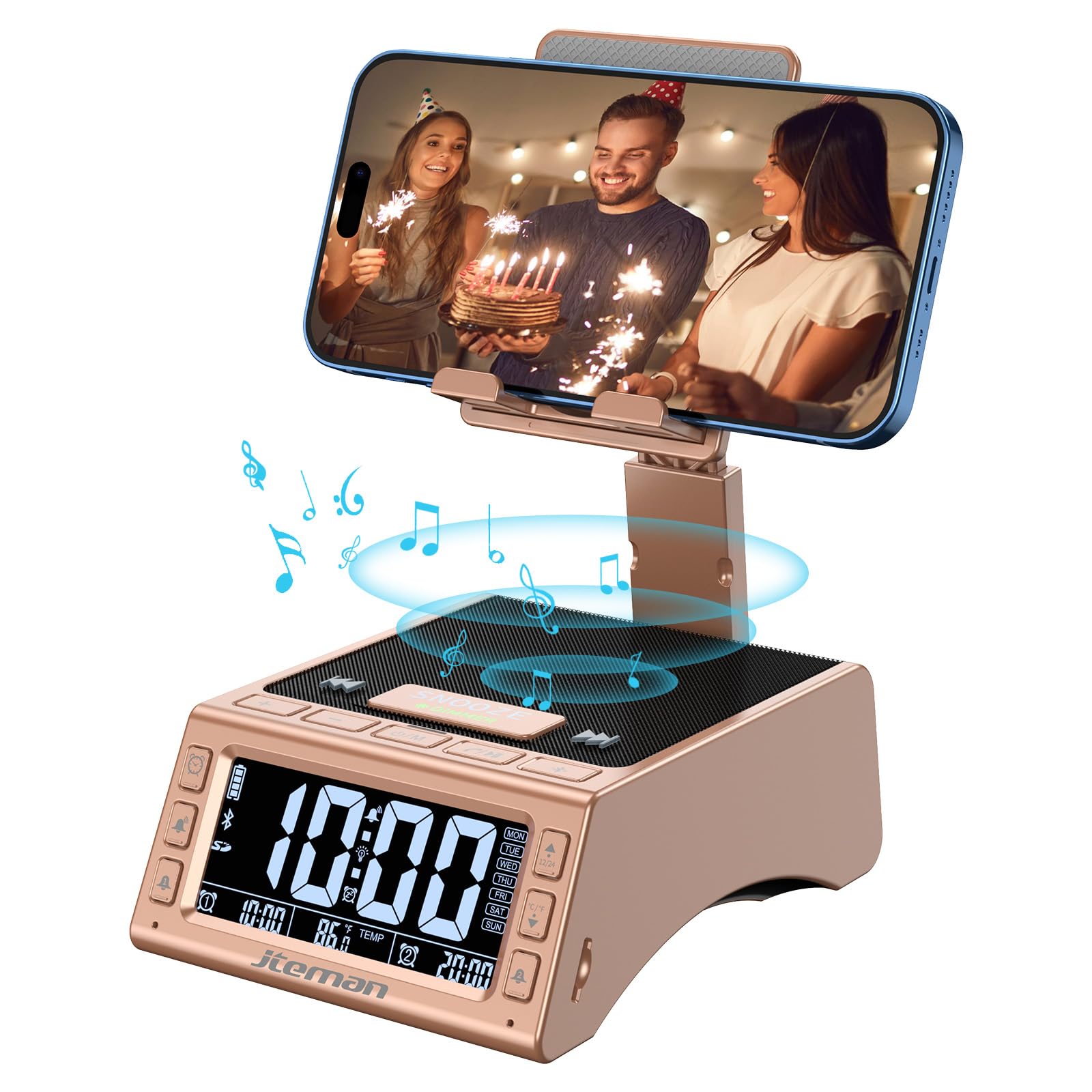Jteman Gifts For Men Women,Cell Phone Stand With Wireless Bluetooth Speaker,Adjustable Cool Tech Kitchen Gadgets,Unique Birthday