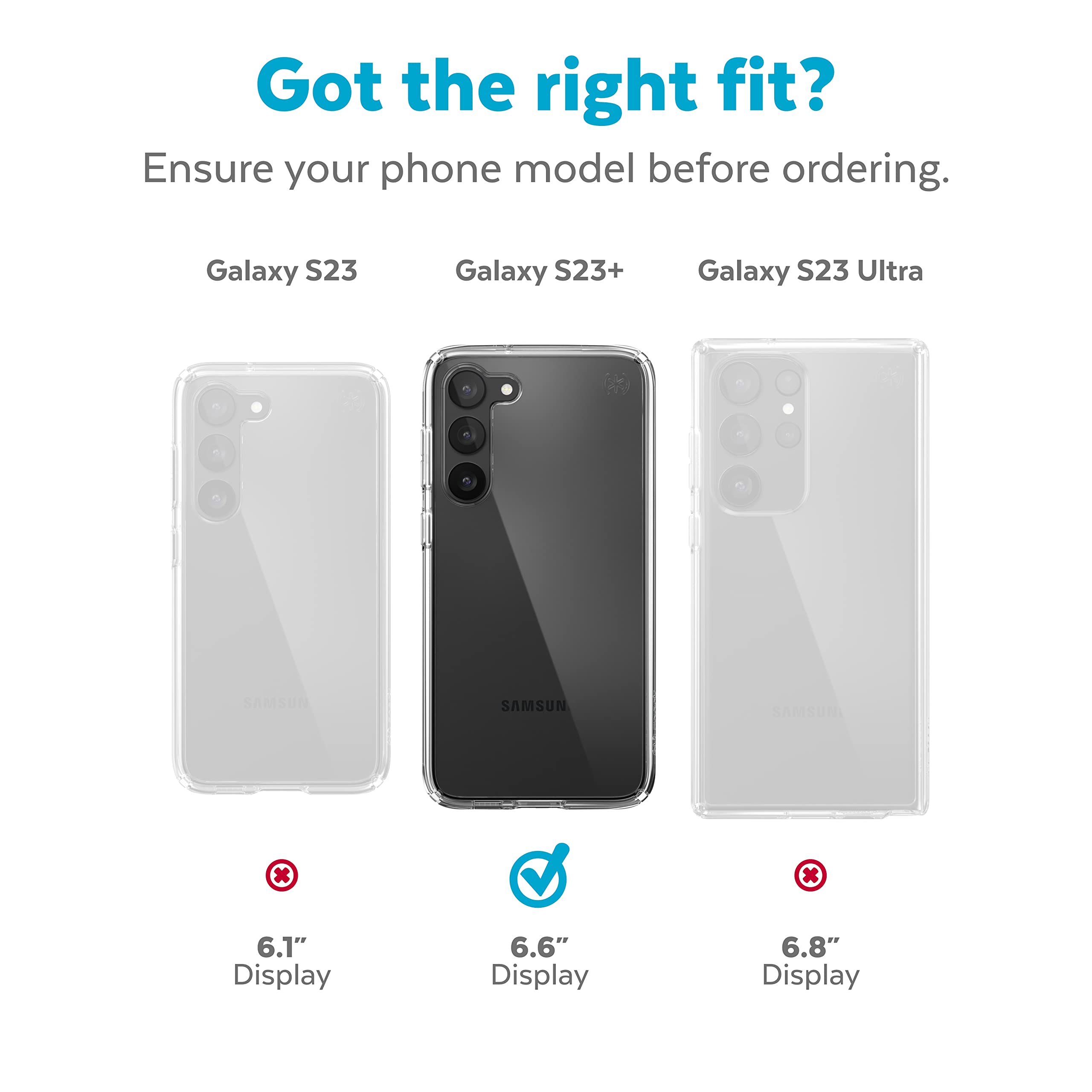 Speck Products Presidio Perfect Clear Glitter Case Fits Samsung Galaxy S23+, Clear/Clear With Platinum Glitter