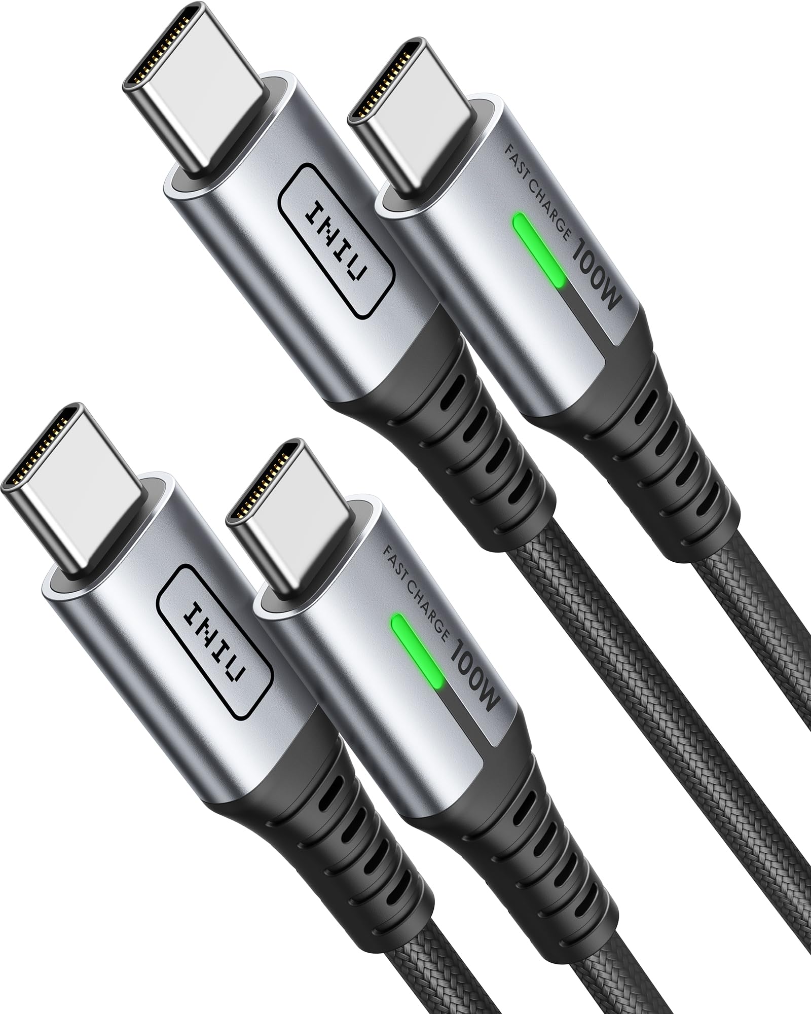 Iniu Usb C Cable, (6.6Ft, 2 Pack) 100W Usb C To C Fast Charging Cord, Braided Type C Charger Cable For Iphone 16 Pro Max 15 Plus Samsung Galaxy S24 S21 S10 Note 10 Macbook Ipad Kindle Etc.