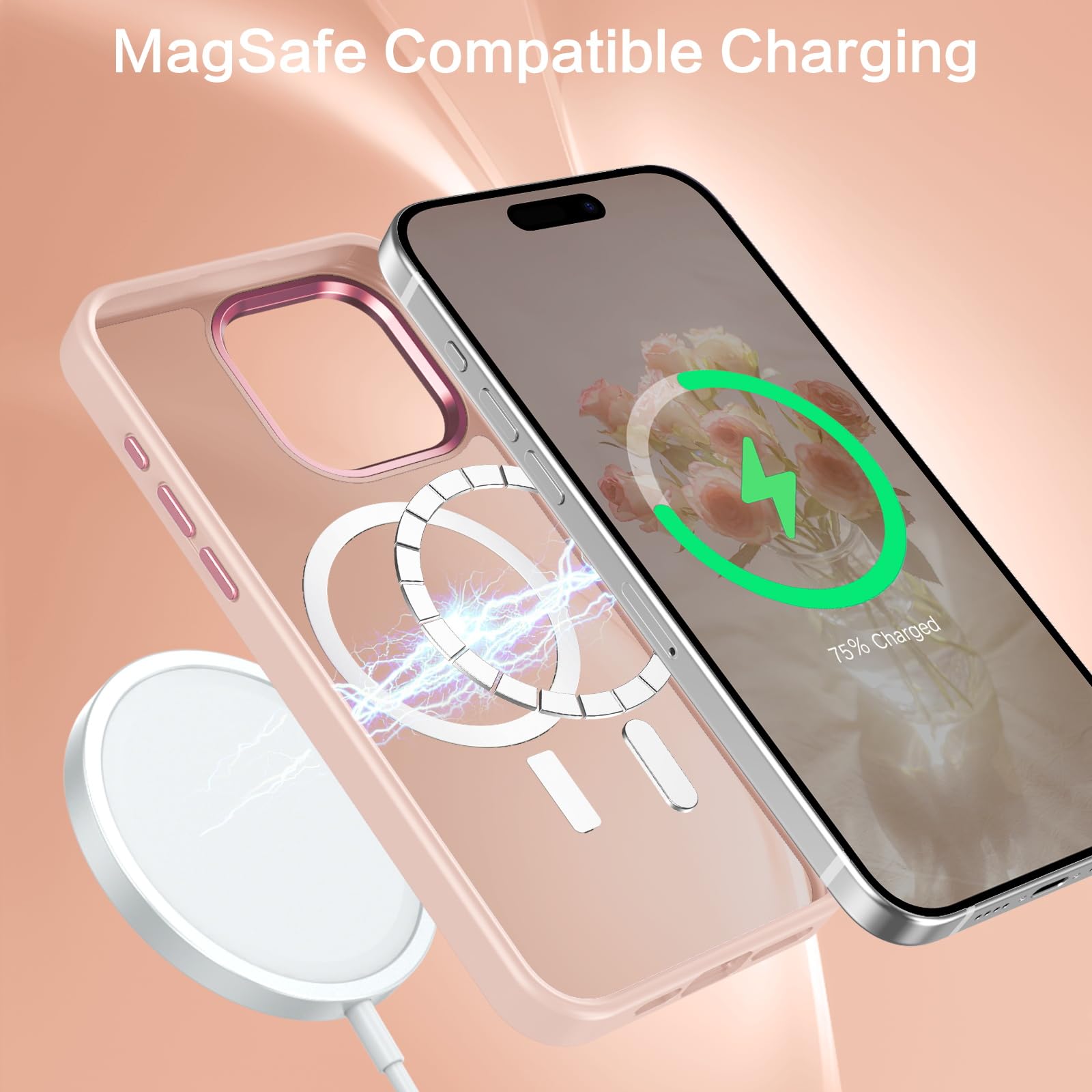 Bentoben For Iphone 15 Pro Max Phone Case,Iphone 15 Pro Max Magnetic Case [Compatible With Magsafe] Translucent Matte Slim Shock