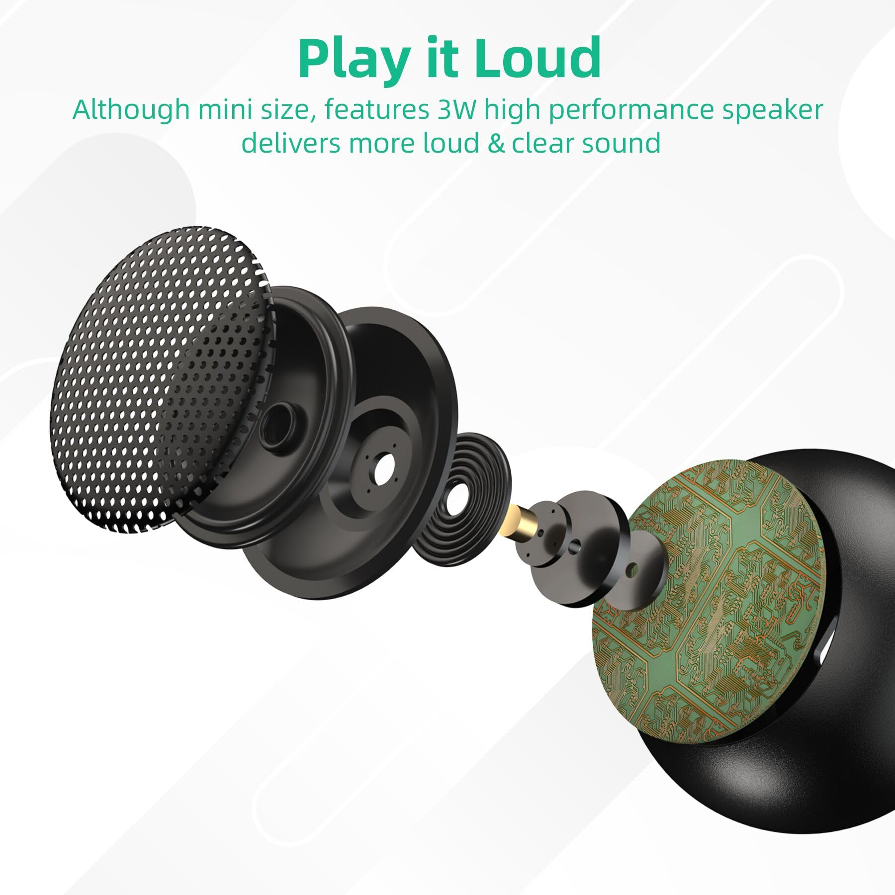 Sevenka 2 Mini Speakers, 3W Small Portable Bluetooth Speaker With Lanyard, Water Resistant, Wireless Stereo Pairing, Rechargeabl