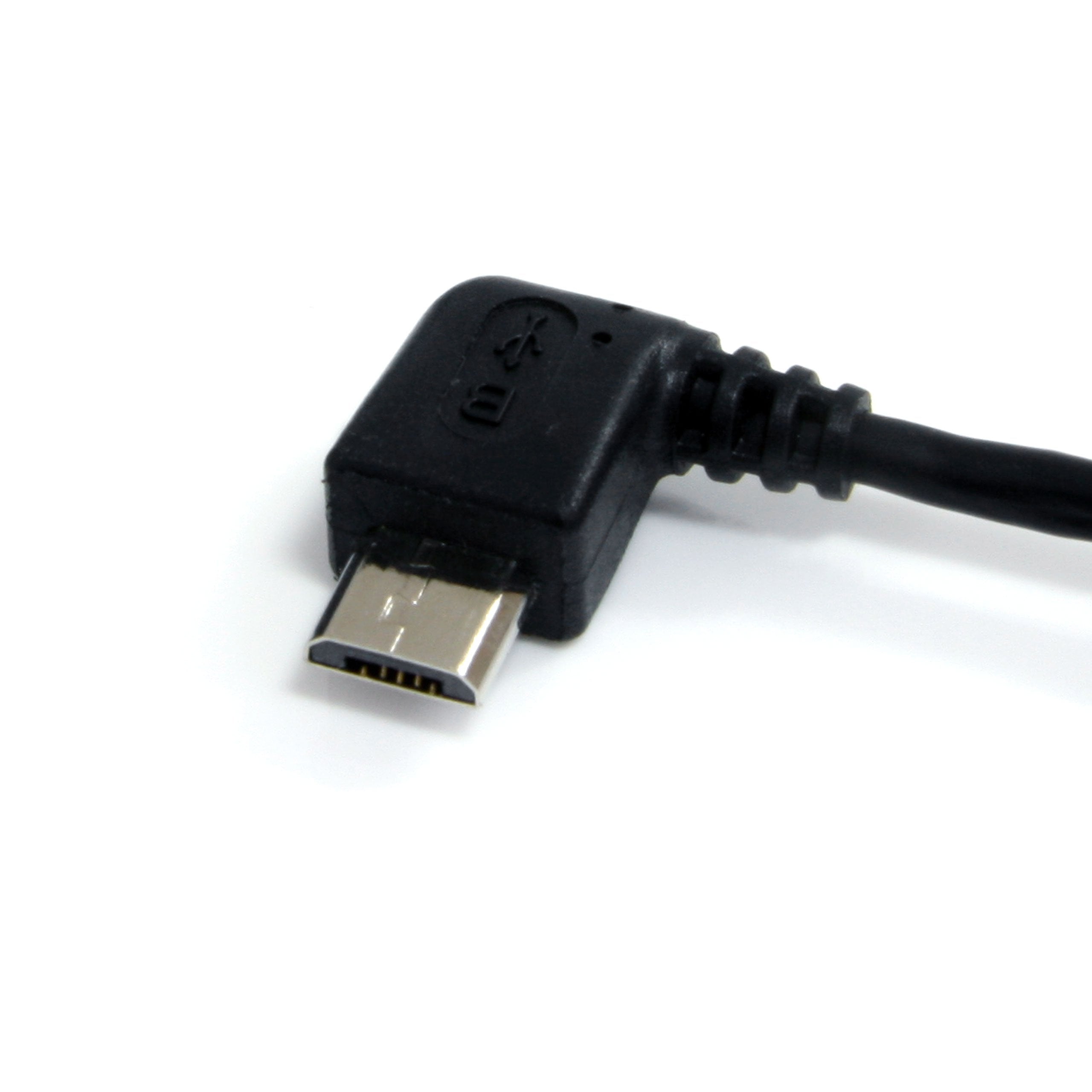 StarTech.com 1 ft. (0.3 m) USB to Micro USB Cable   USB 2.0 A to Left Angle Micro B   Black   Micro USB Cable (UUSBHAUB1LA)