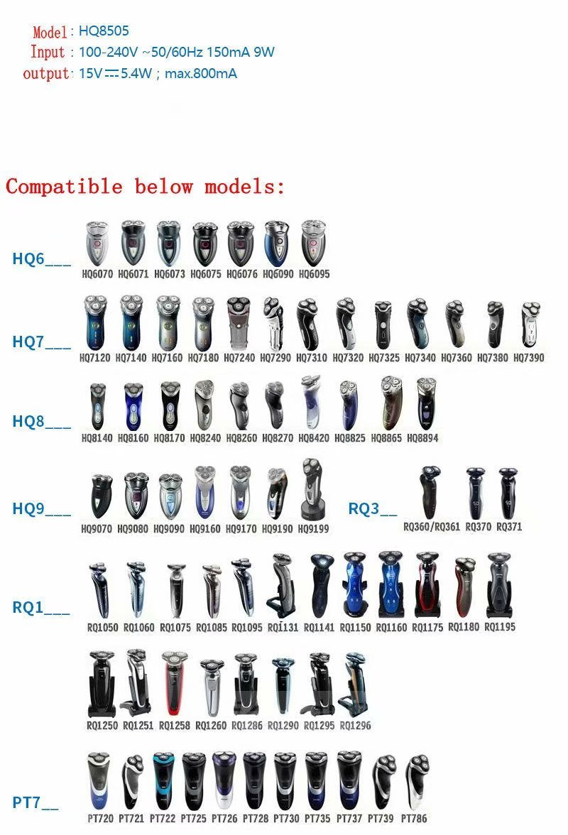 New Power Charging Cord For Replacing Philips Norelco Model Hq8500 Cord