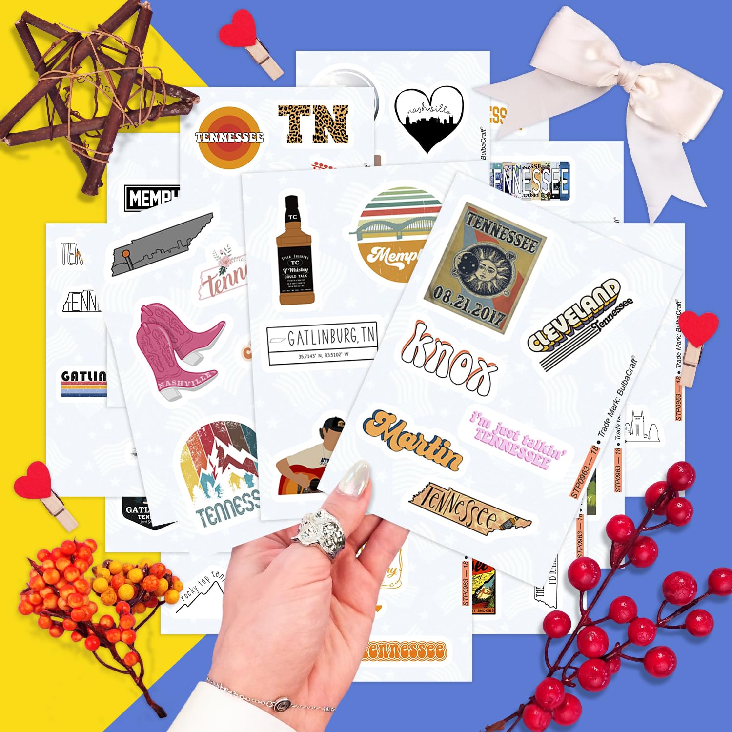 100Pcs Tennessee Stickers For Water Bottle And Laptop   Tennessee Party Favors & Decorations, Waterproof Vinyl Decals, State Pri