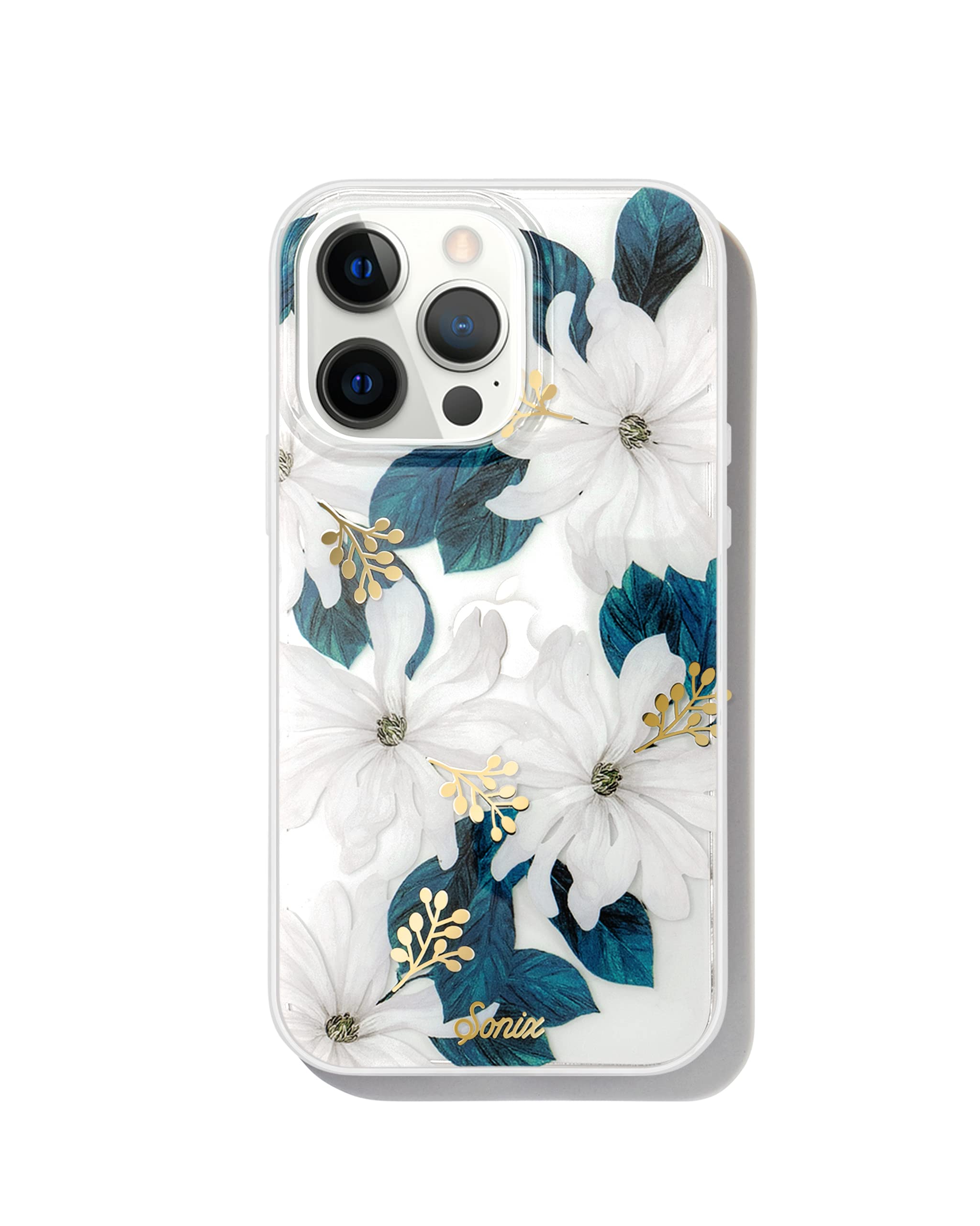 Sonix Phone Case for iPhone 13 Pro Max / 12 Pro Max | 10ft Drop Tested | White Flower with Gold Foil | Delilah