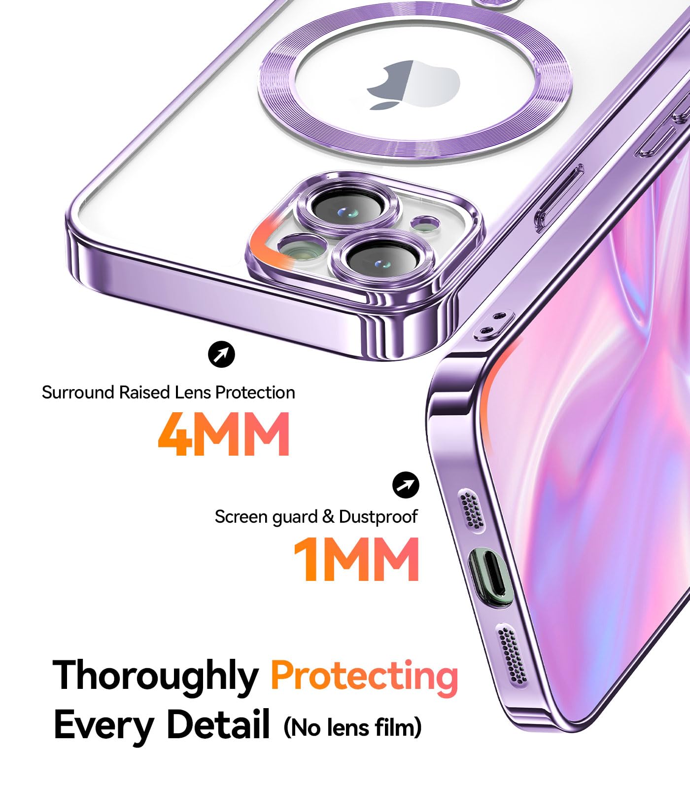 Meifigno Candy Mag Series Case For Iphone 15, [Compatible With Magsafe] [Wrist Strap & Glitter Card] Full Camera Lens Protection