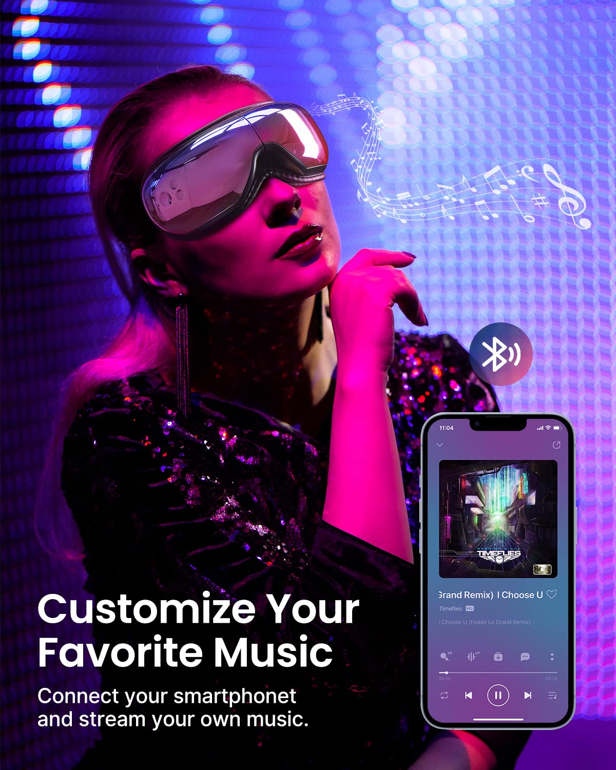 Renpho Christmas Gift Eyeris 1, Eye Massager With Heat, Birthday Gifts For Mom, Sleep Eye Mask With Bluetooth Music, Face Massag