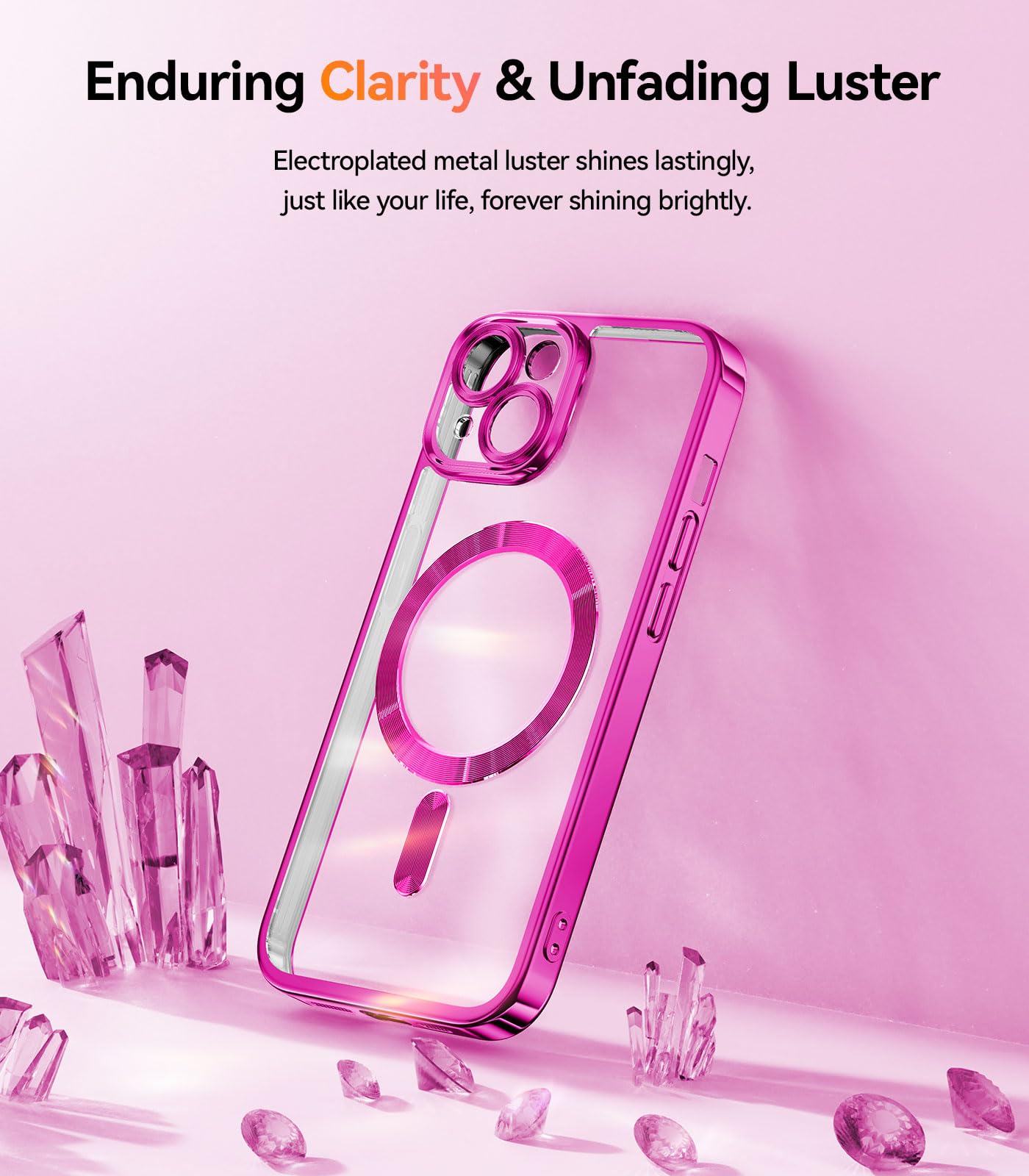 Meifigno Candy Mag Series Case For Iphone 15 Plus 6.7Inch, [Compatible With Magsafe] [Glitter Card & Wrist Strap] Full Camera Le