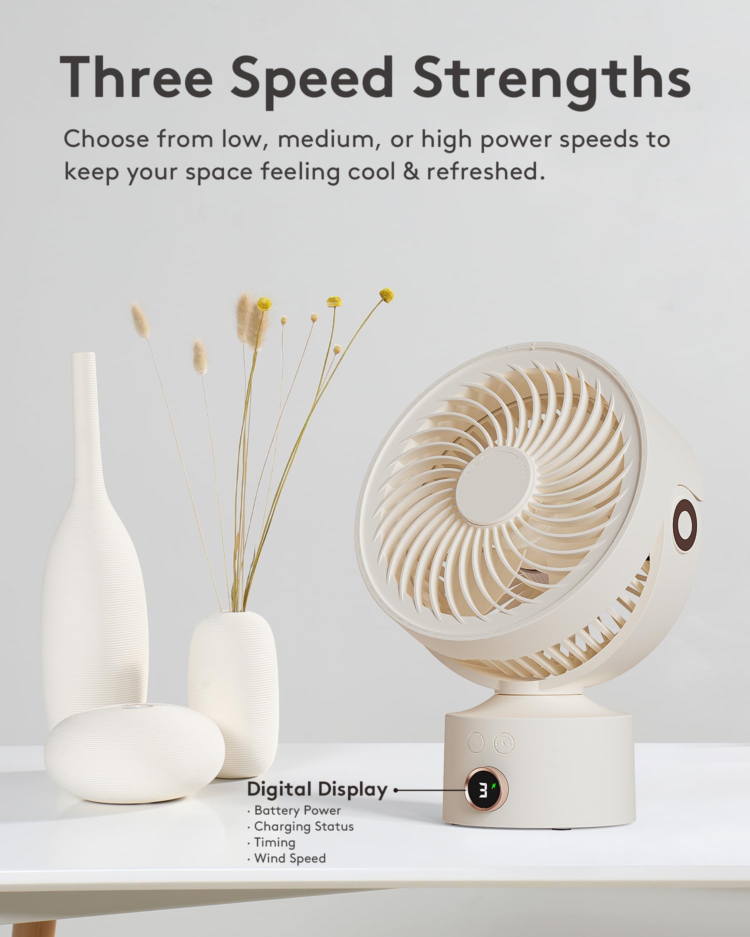 Caronsort Desk Fan, Small Oscillating Fan For Bedroom, 9 Inch Table Fans Quiet,Desk Air Circulator Fan With 3 Speeds, 4H Time, R