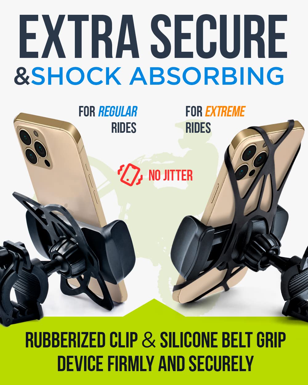 Bike & Motorcycle Phone Mount - For Iphone 16 Pro Max (15, 14, Se, Plus), Galaxy S25 Or Any Cell Phone - Universal Handlebar Hol