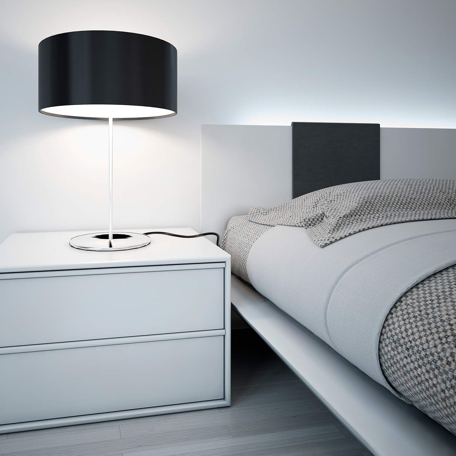 3 Pack Lamp Cord With Molded Plug, Lamp Cord Stripped Ends Ready For Wiring (Black, 6 Feet)