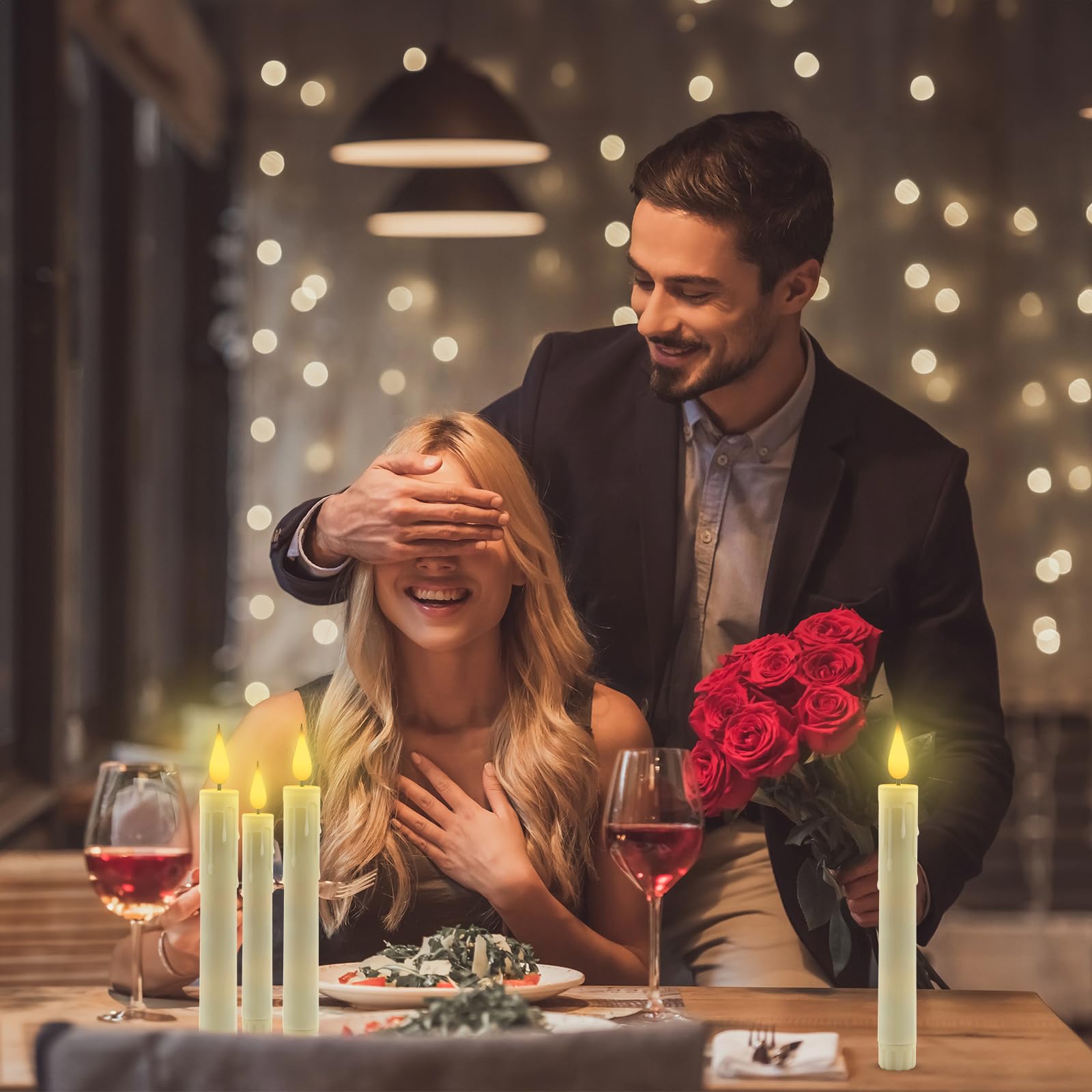 Aled Light 6Pcs Flameless Taper Candles With Remote, Timer, Dimmer, 9.6 Inches Warm White Led Candle Sticks With Flickering Ligh