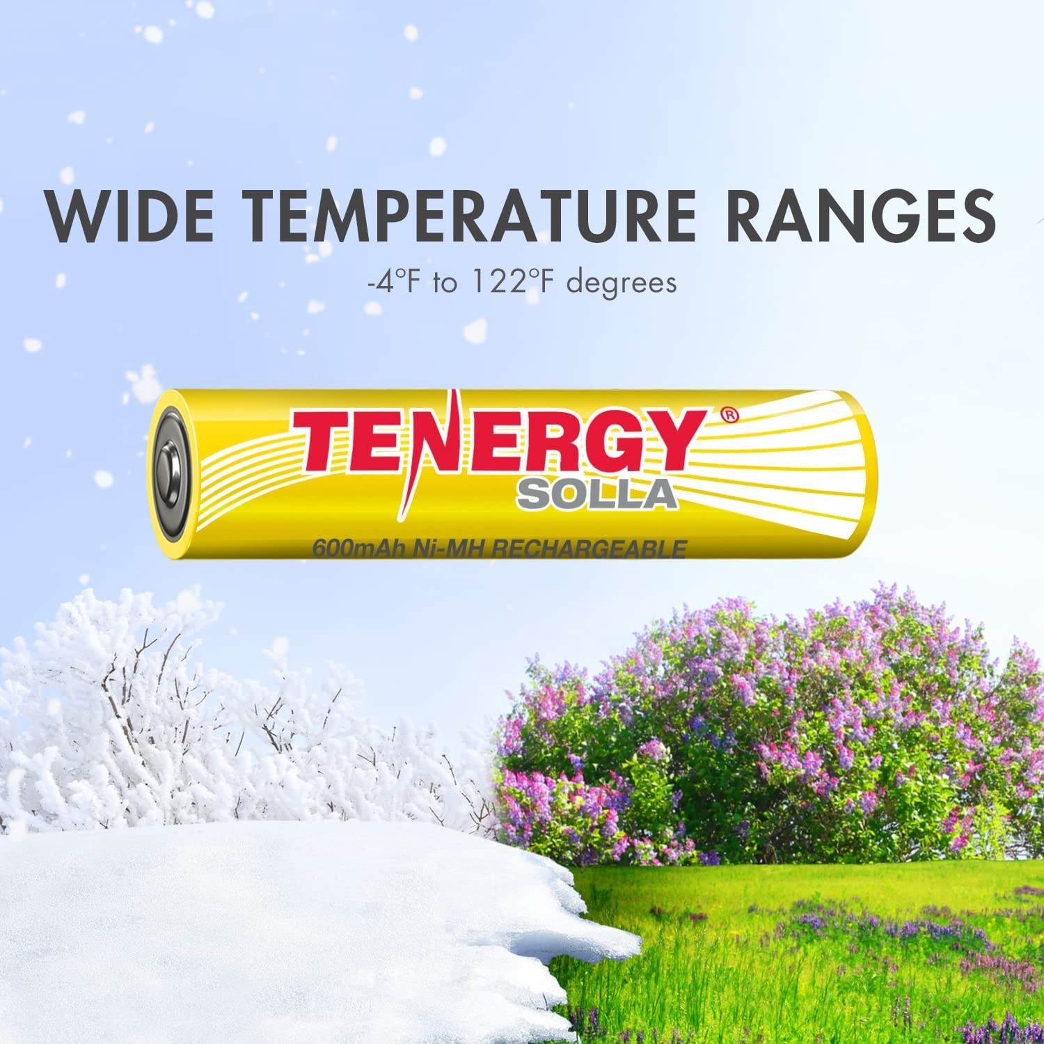 Tenergy Solla Aaa Rechargeable Nimh Battery, 600Mah Solar Batteries For Outdoor Solar Lights, Outdoor Patio Lights, Anti Leak, O