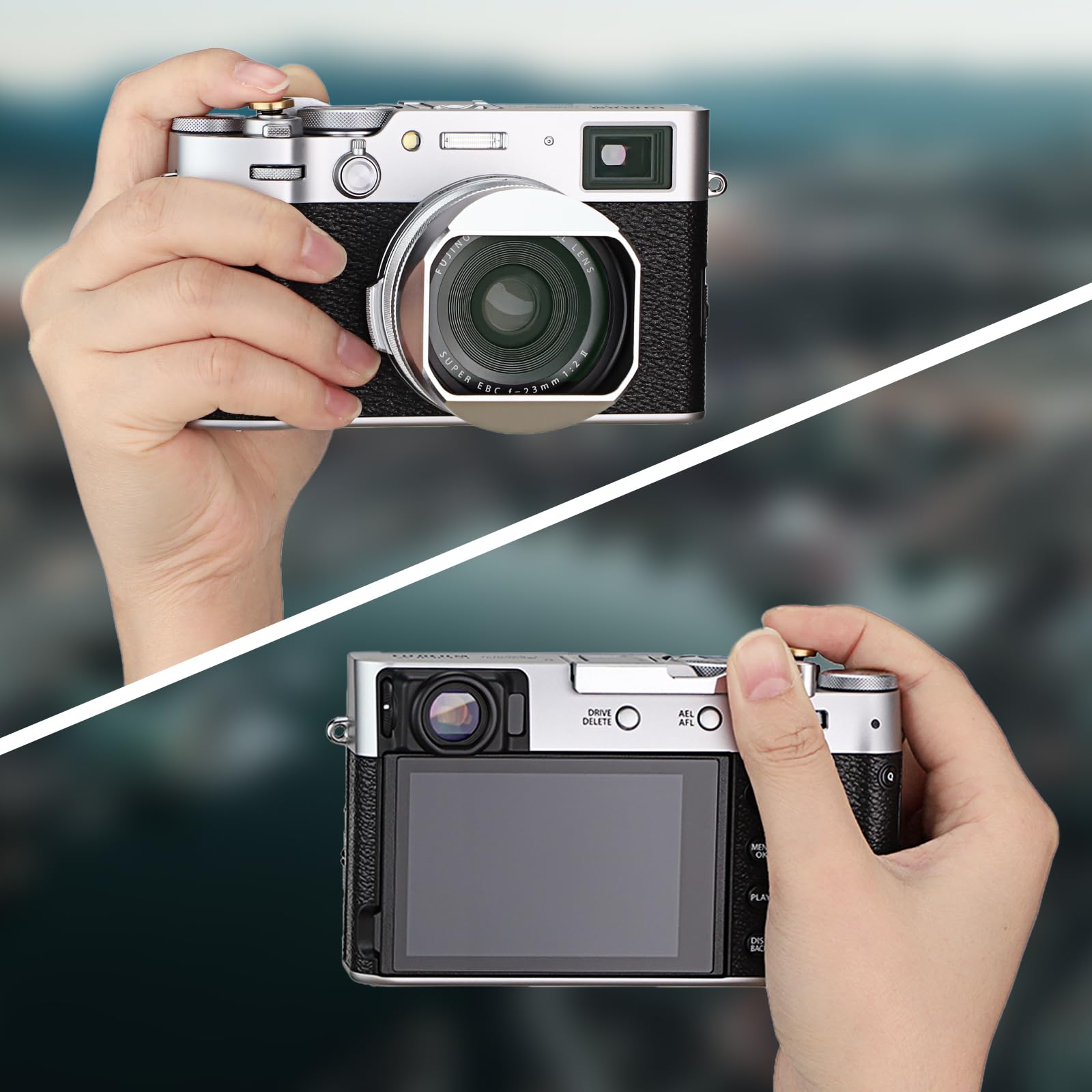 Haoge Thb X2S Metal Hot Shoe Thumb Up Rest Hand Grip For Fujifilm X100Vi Fuji X100V Camera Silver