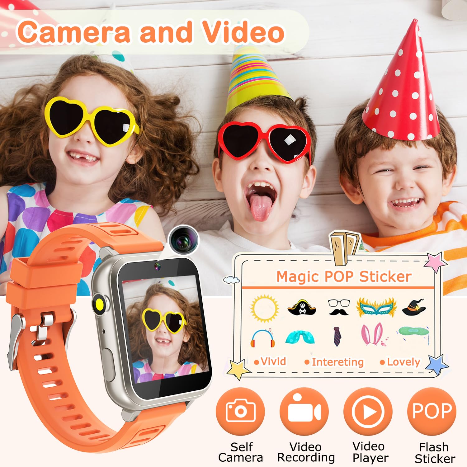 Cosjoype Kids Smart Watch Girls Gifts Age 5-12, 24 Puzzle Games Hd Video Camera Music Player Storybook Pedometer Hd Flashlight 1