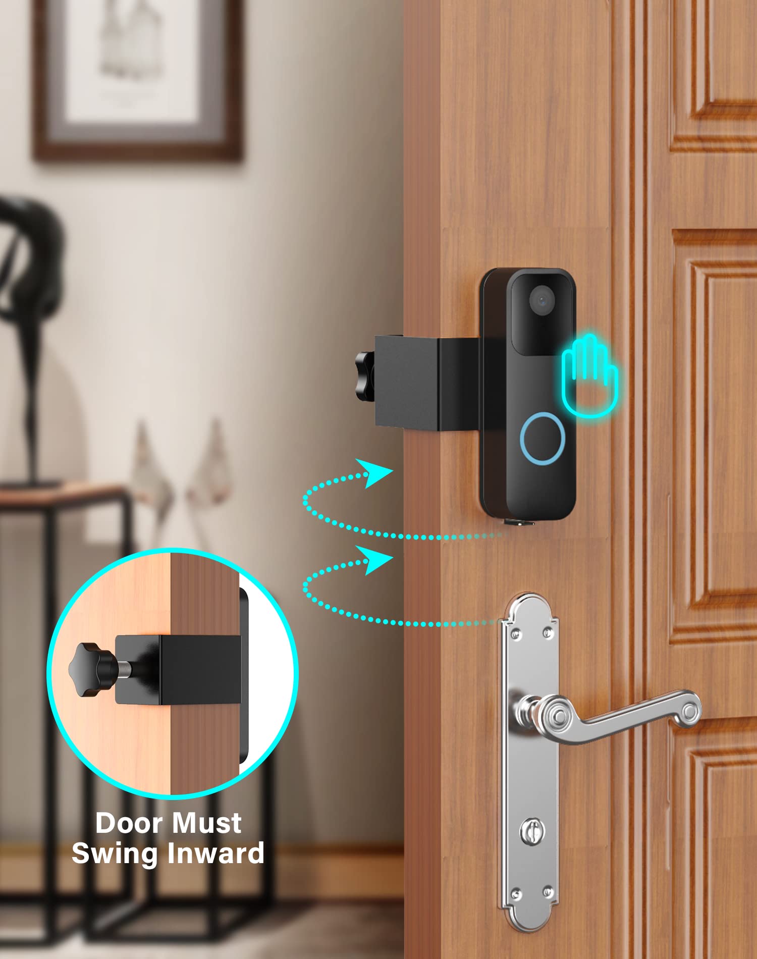 Anti Theft Blink Video Doorbell Door Mount, No Drilling High Quality Stainless & Aluminum Video Camera Doorbell Mount For Apartm
