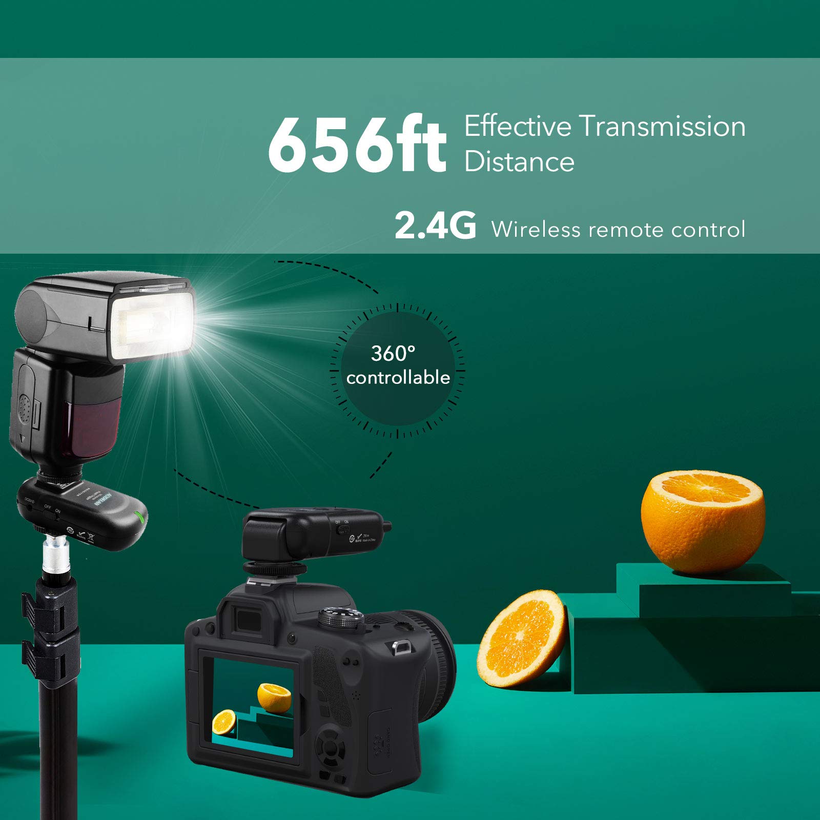 Aodelan Flash Trigger Transmitter And Receiver With Universal Hot Shoe For Canon, Nikon, Olympus, Panasonic, Pentax, Fuji, Samsu