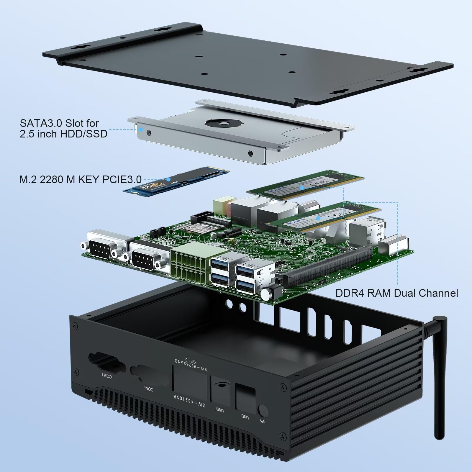 Weidian Fanless Pc Industrial Mini Pc Win 11 Pro I7 16Gb Ram 512Gb Ssd Core I7 10810U Desktop Computer 2Hd Dp Gpio M.2 M.2 Wifi