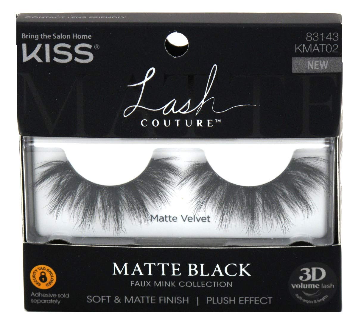Kiss Lash Couture Matte Black Faux Mink 3D Matte Velvet (Pack Of 3)