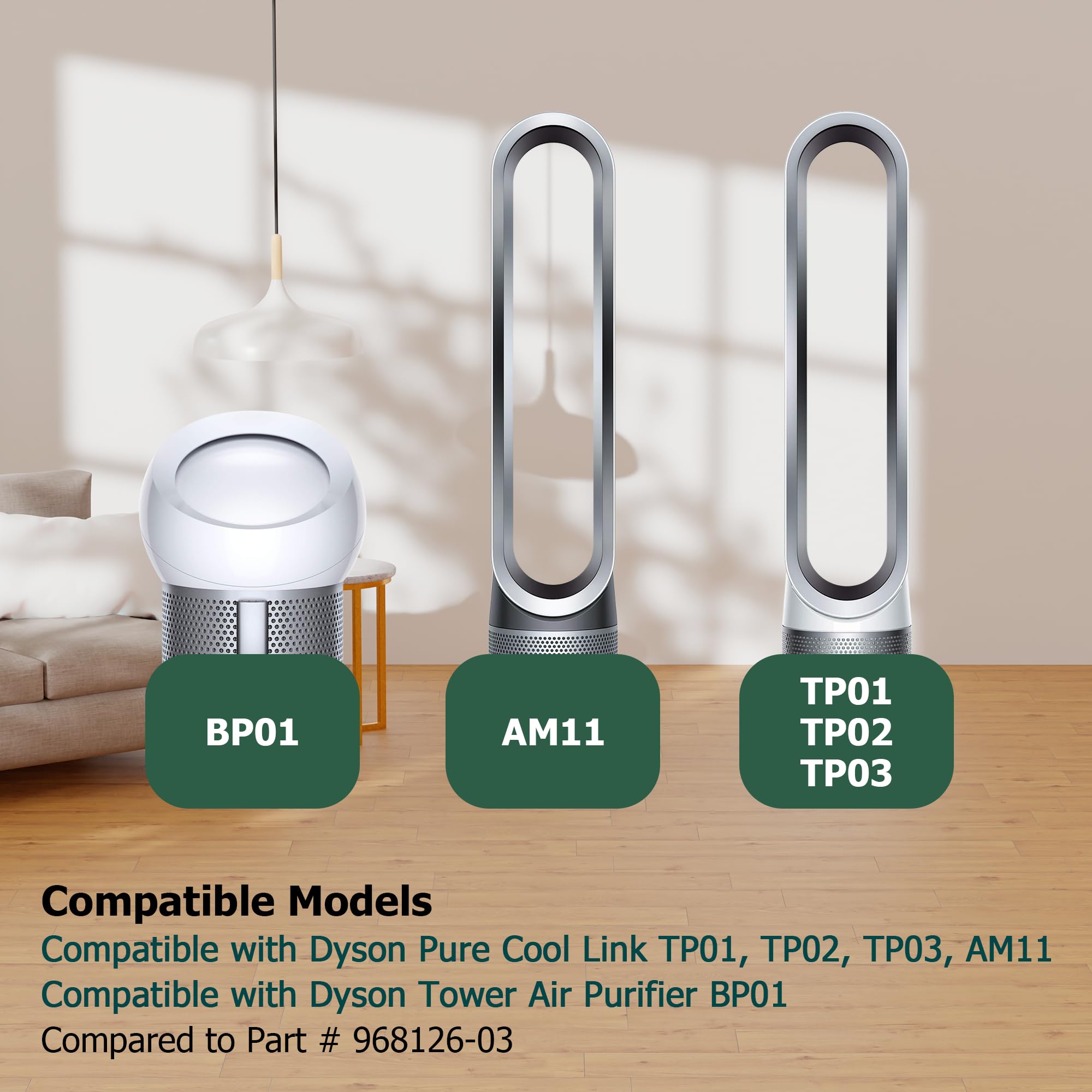 Hepa Filter Replacement For Dyson Tower Purifier Pure Cool Link Tp01, Tp02, Tp03, Am11, Bp01, Funmit 360 Combi Hepa And Activate