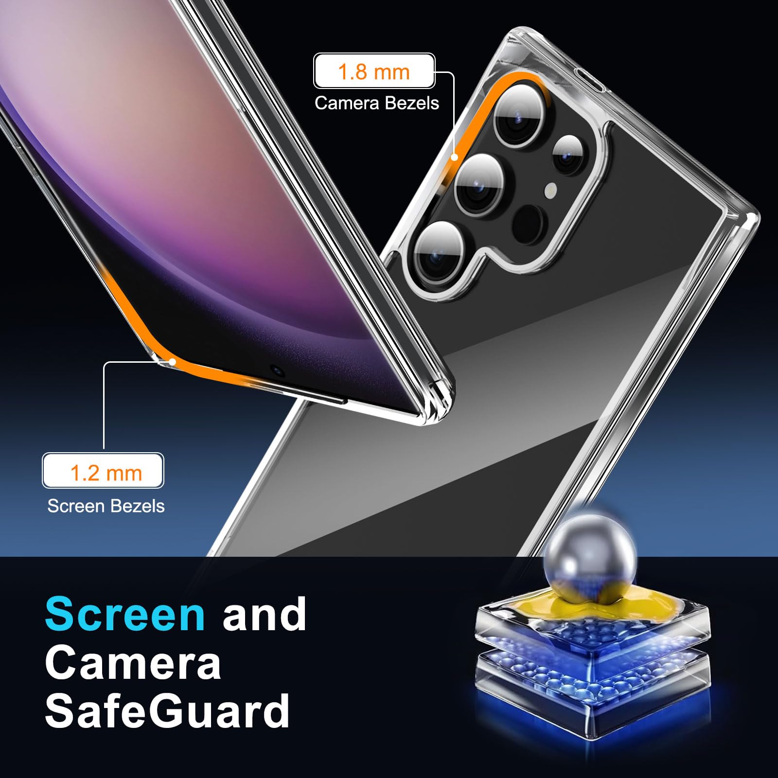 Janmitta Compatible With Samsung Galaxy S24 Ultra Case With Screen Protector[2 Pack],Slim Fit Thin Transparent Rugged Tough Hard