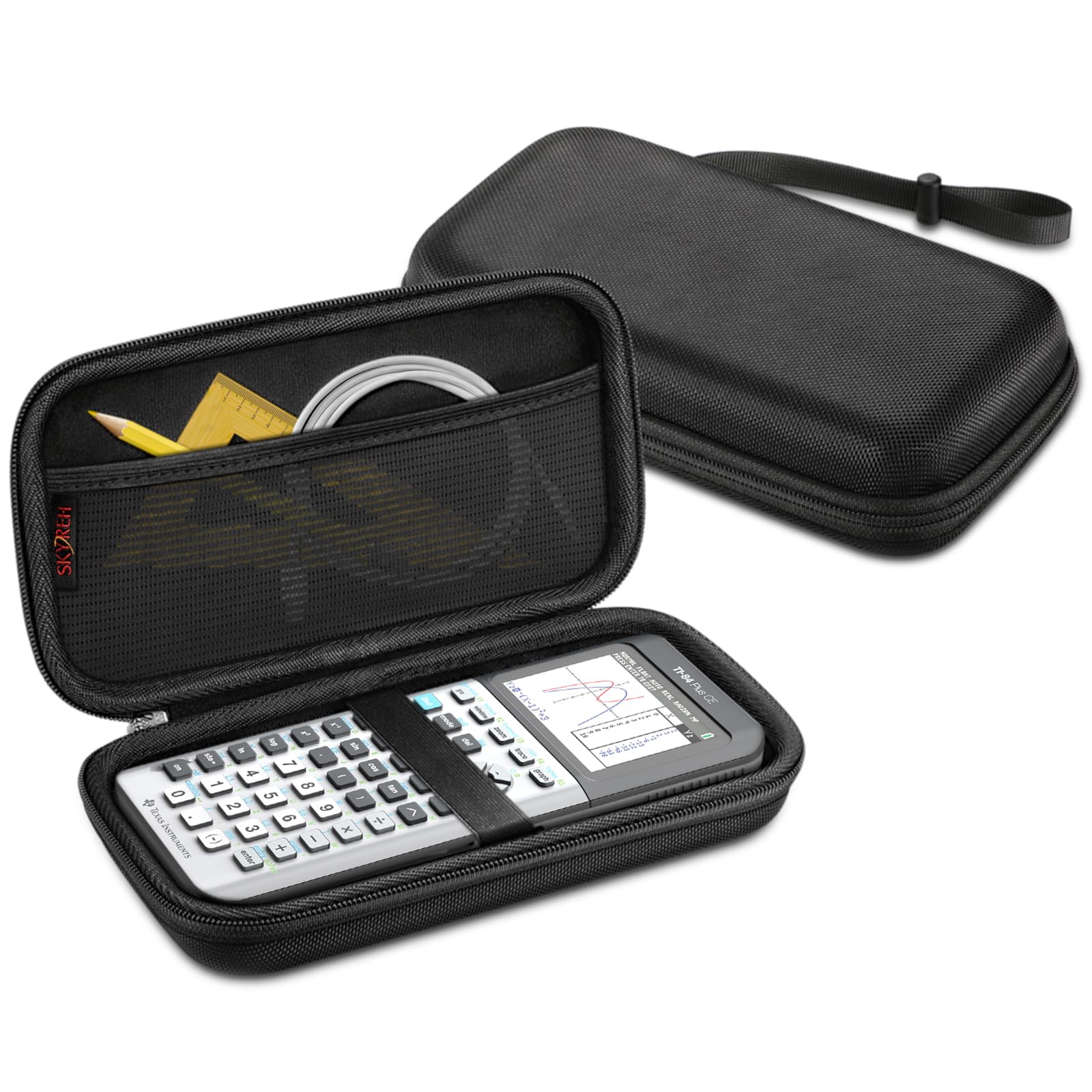 Skyreh Graphing Calculator Carrying Case For Ti 84 Plus Ce, Hard Eva Shockproof Protective Case For Texas Instruments Ti 84 Plus Ce/Ti 83 Plus Ce/Ti Nspire Cx Ii Cas/Tl Nspire Cx Ll (Black)