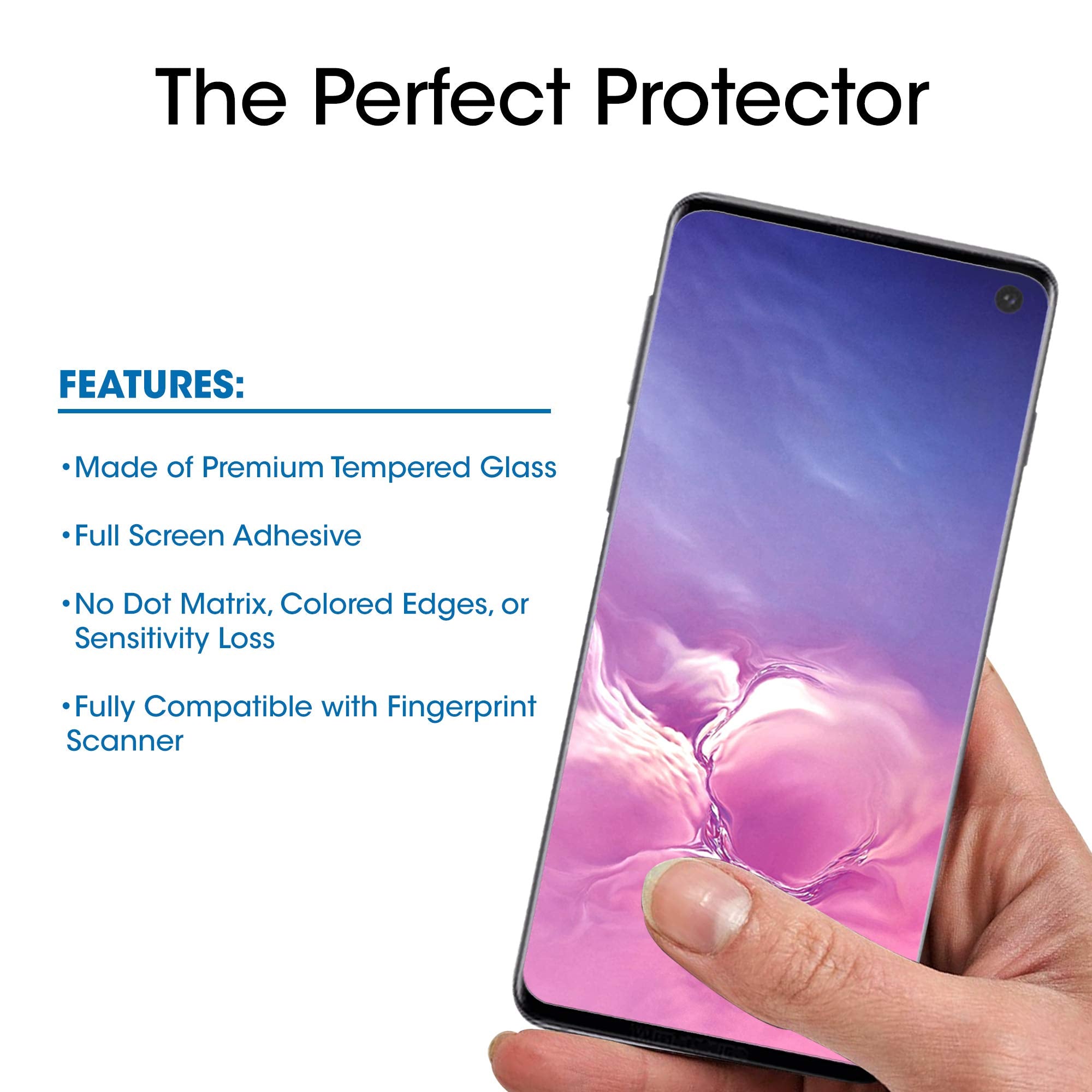Amfilm Ultra Screen Protector For Galaxy S10, Uv Gel Application, Tempered Glass, Compatible With Ultrasonic Fingerprint Scanner
