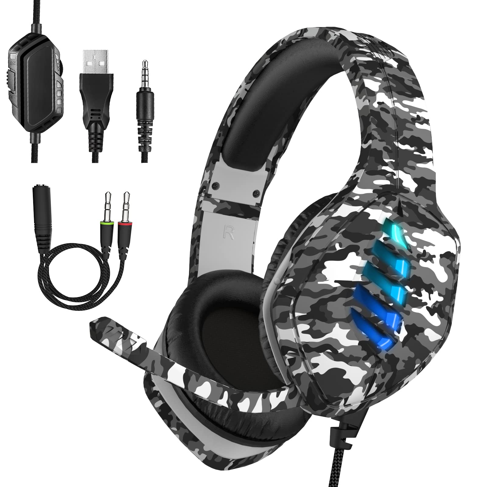 Erxung Gaming Headset With Microphone   For Pc, Ps4, Ps5, Switch, Xbox One, Xbox Series X|S   3.5Mm Jack Gamer Headphone With No