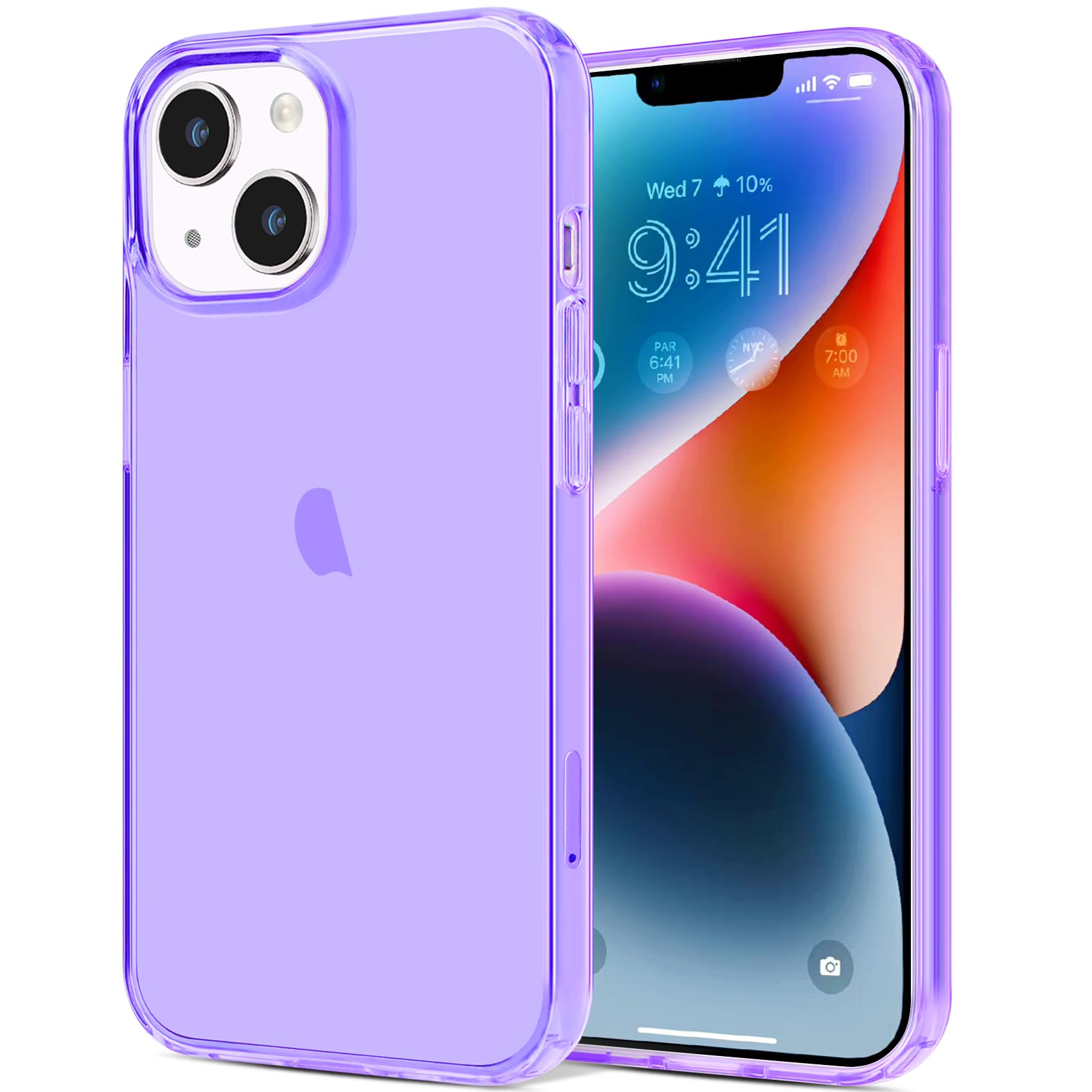JJGoo iPhone 14 Plus Clear Shockproof Slim Protective TPU Phone Case Purple 6.7 inch