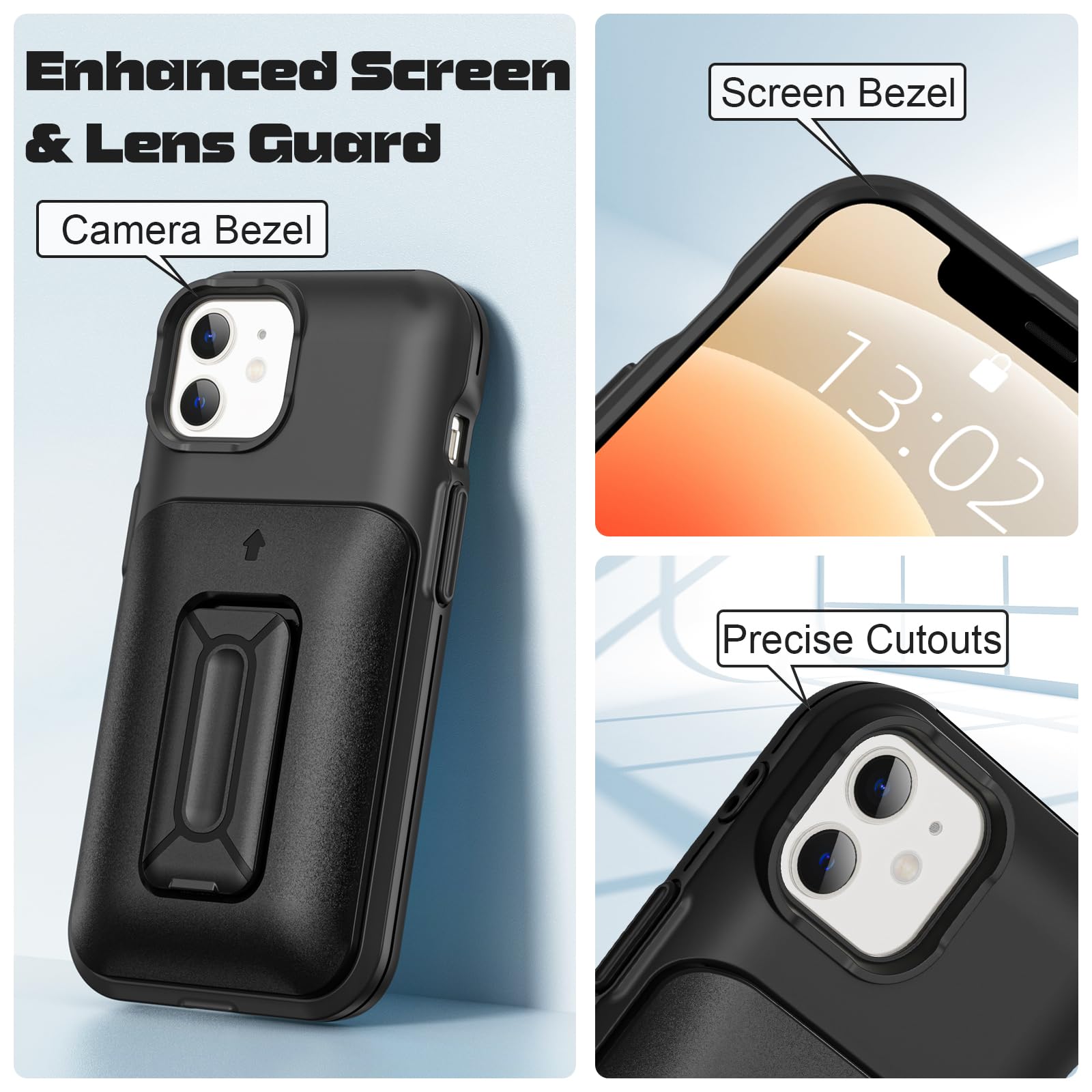 Samonpow For Iphone 12/12 Pro Case Wallet With Card Holder [3 Cards] & Stand Heavy Duty Protective Shockproof Hidden Card Slot W