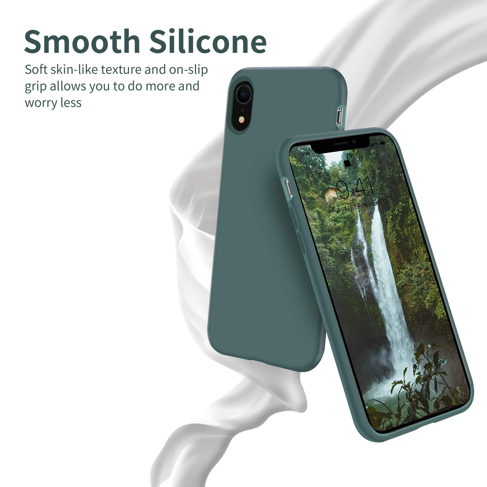 OTOFLY iPhone XR Case - Military Grade Silicone Rubber Bumper - Pine Green - Full-Body Protection for iPhone XR 6.1 inch