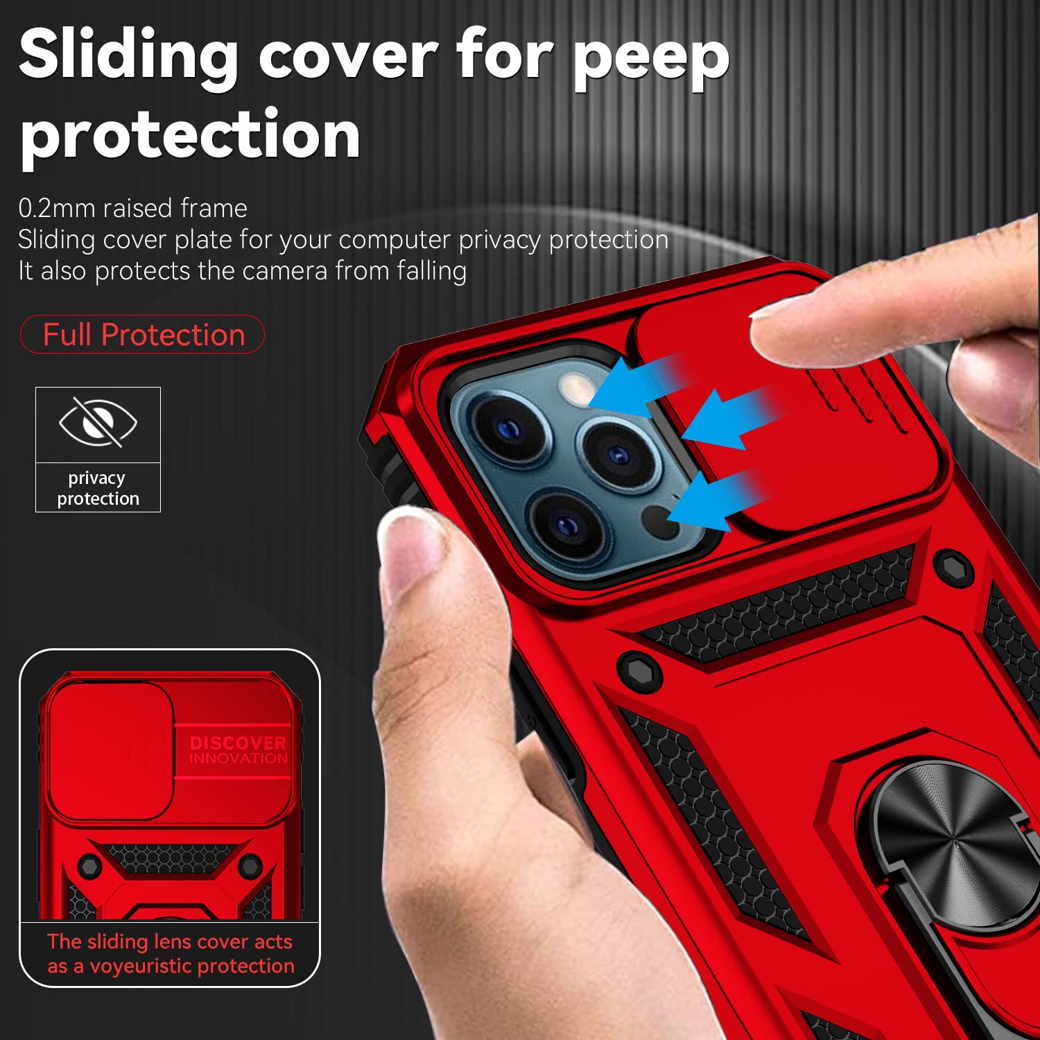 Hitaoyou Compatible With Iphone 12 Pro Max Case, Iphone 12 Pro Max Case With Camera Cover & Kickstand Military Grade Shockproof