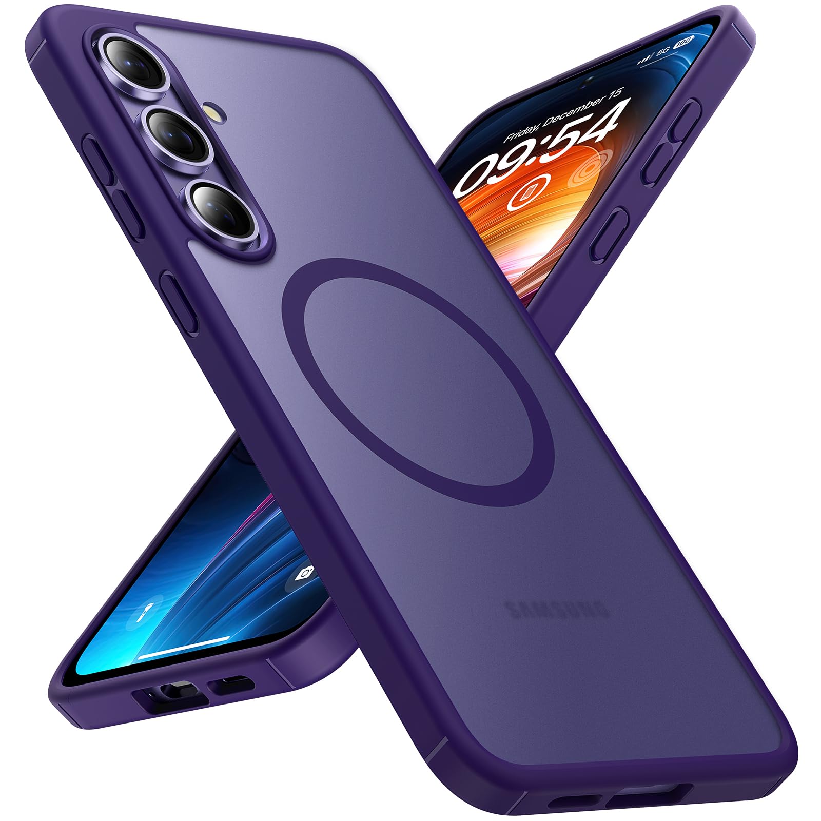 Tocol Magnetic For Samsung Galaxy S24 Fe Case, [15Ft Military Grade Protection] [Compatible For Mag Safe] Translucent Matte Hard